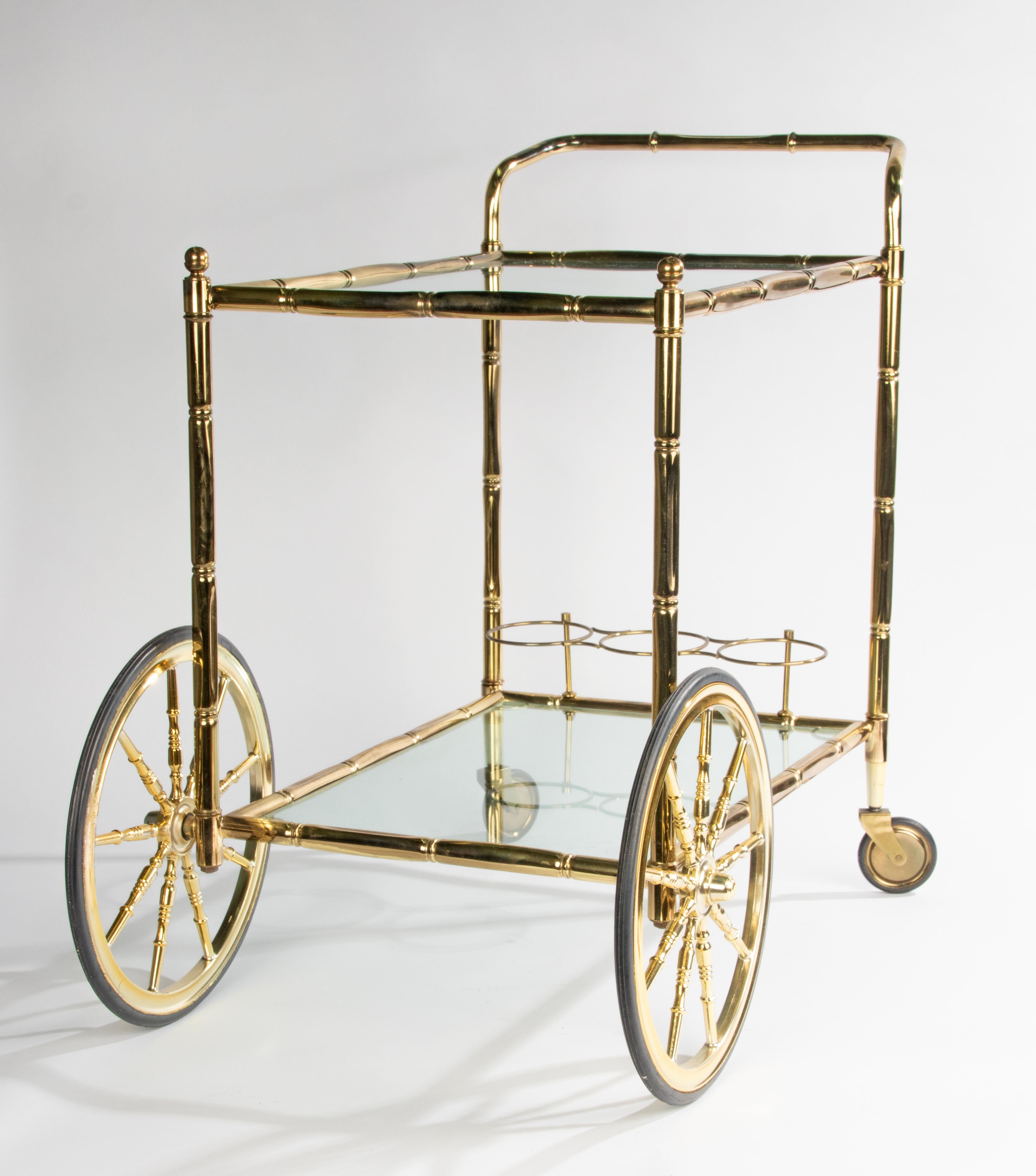 Late 20th Century Brass Faux Bamboo Bart Cart Trolley 6