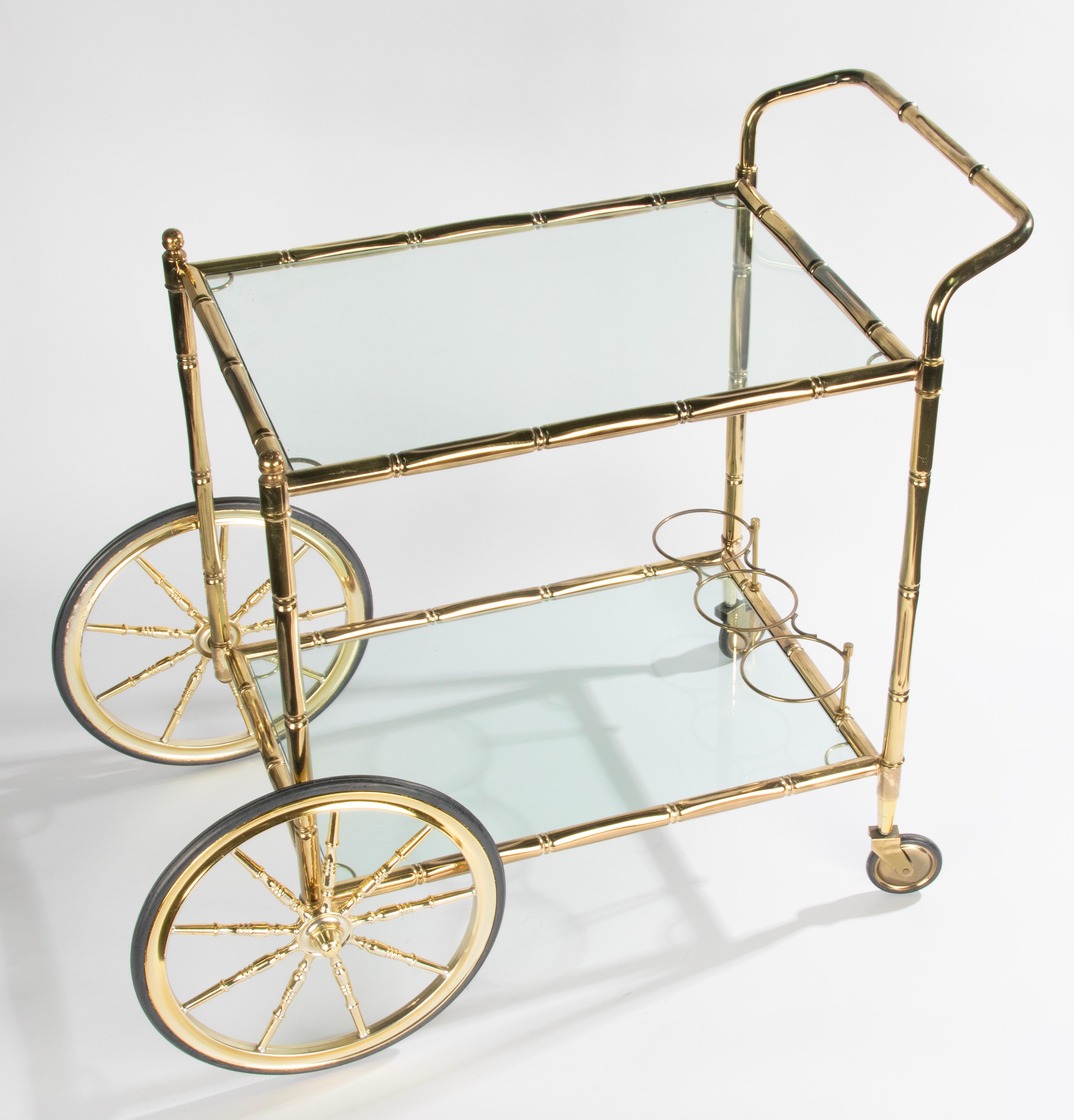 Late 20th Century Brass Faux Bamboo Bart Cart Trolley 3