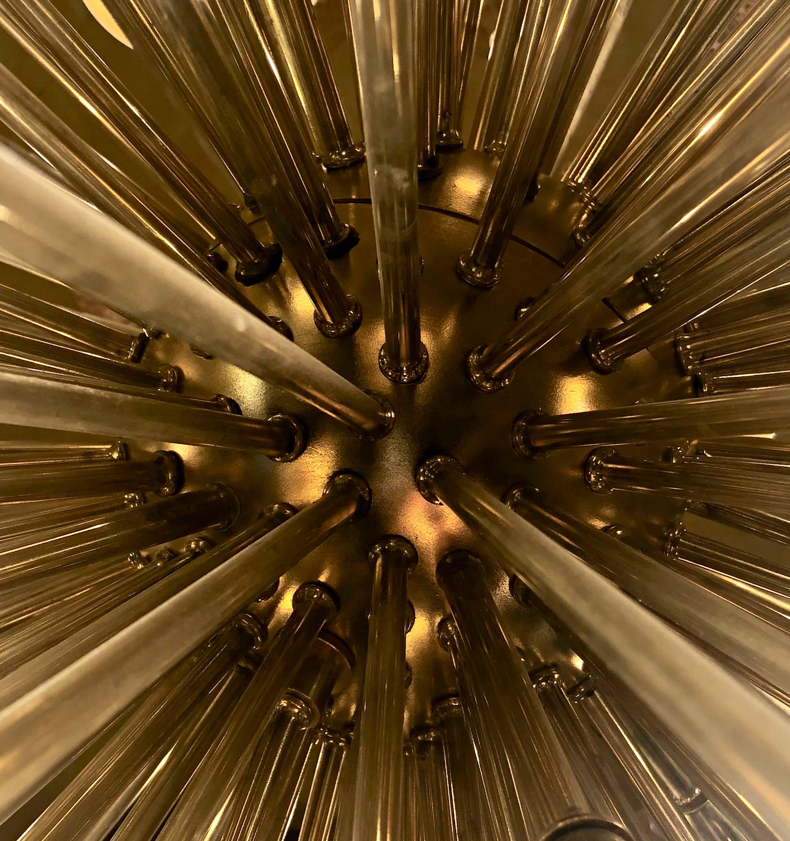 Late 20th Century Brass Sputnik Chandelier with Amber Polyhedron Glass by Venini 2
