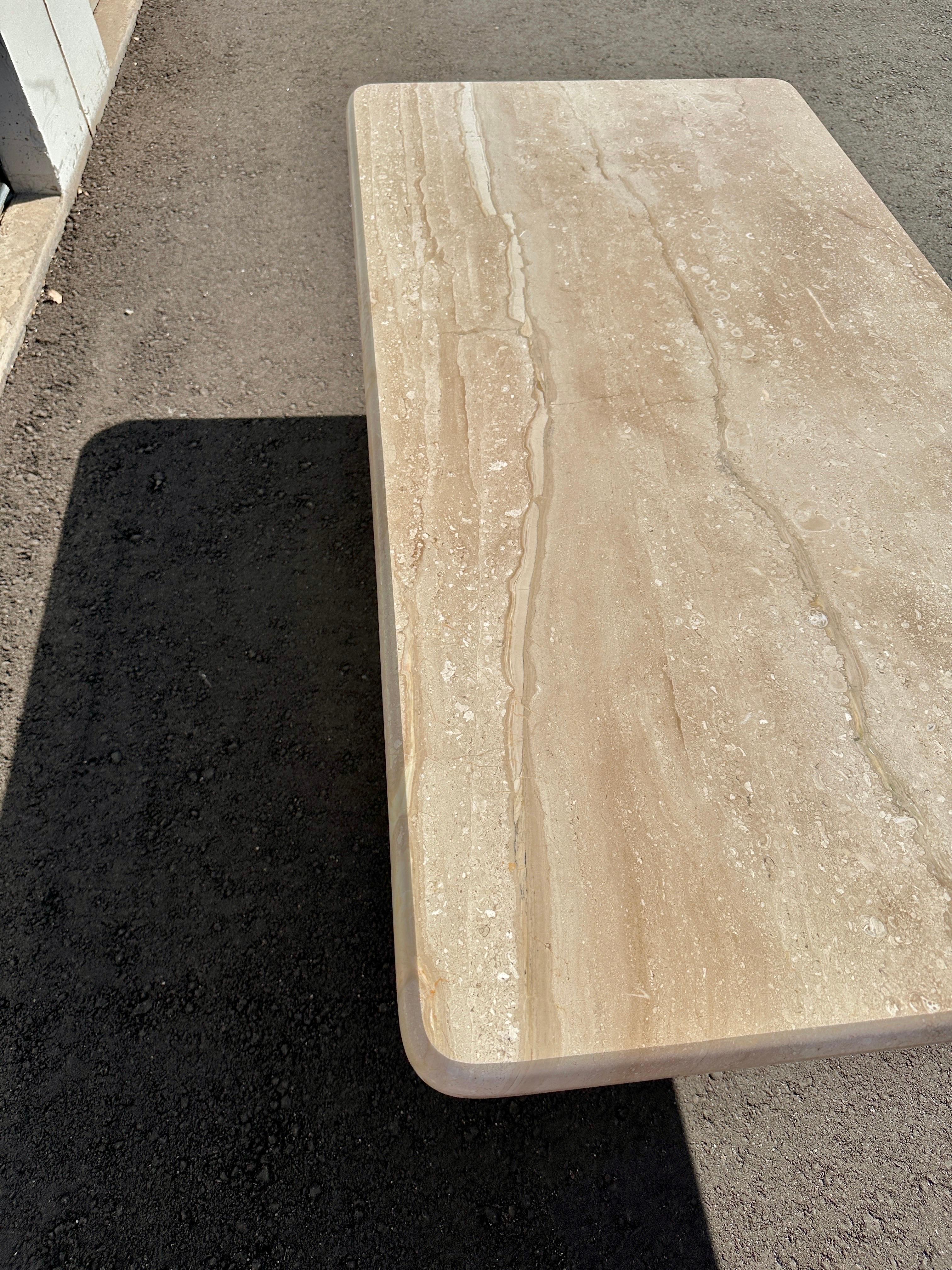 Late 20th Century Breccia Sarda Rectangle Marble Coffee Table, Restored In Excellent Condition In Tempe, AZ