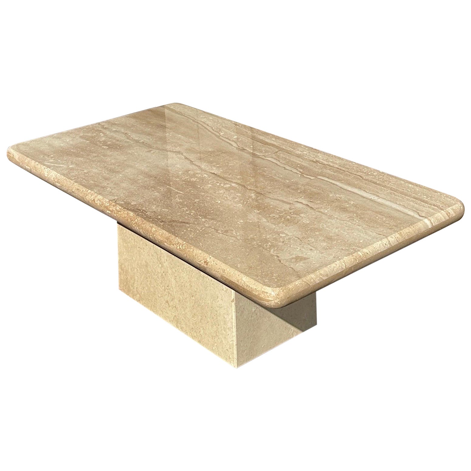 Late 20th Century Breccia Sarda Rectangle Marble Coffee Table, Restored