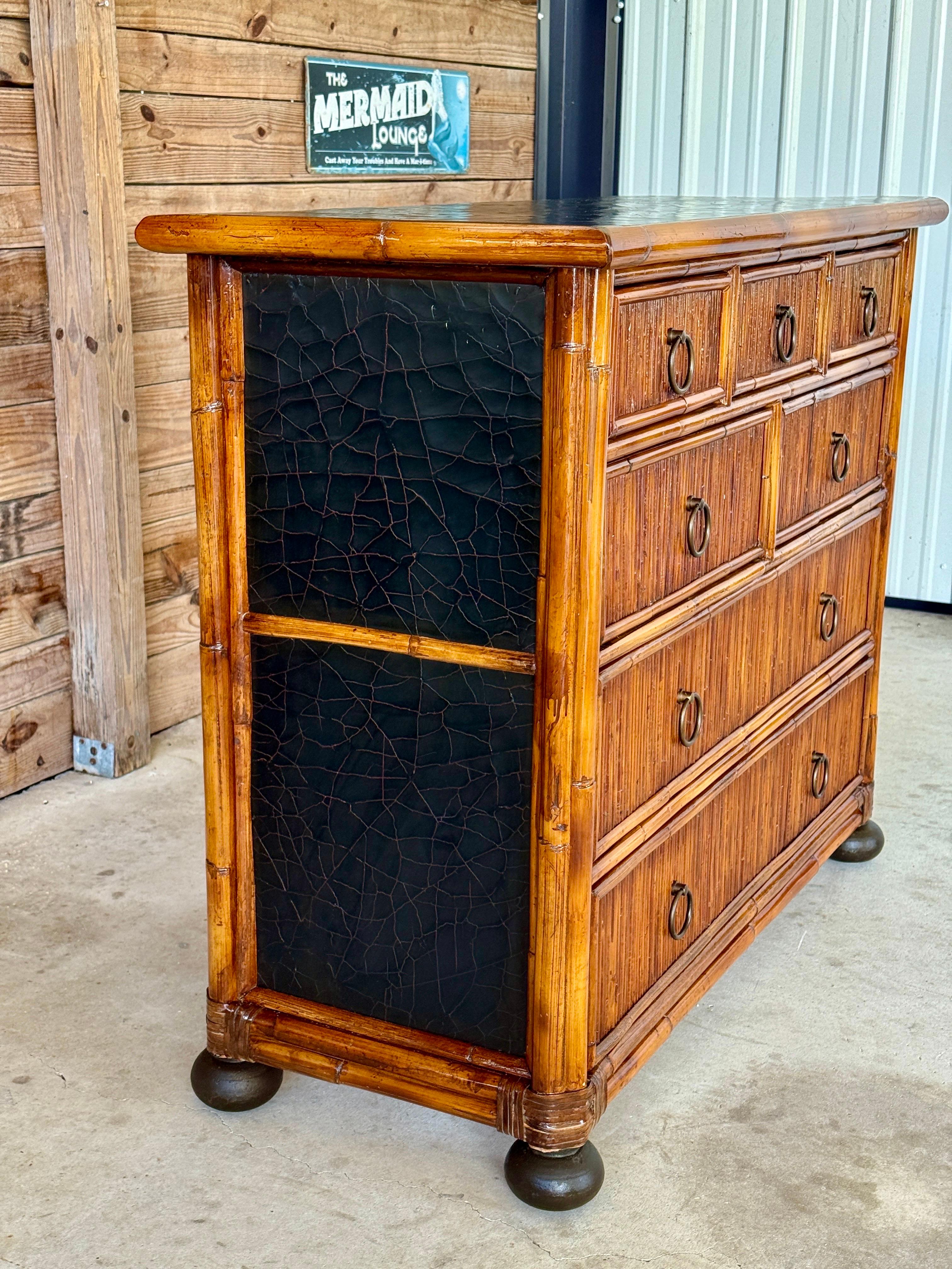 Late 20th Century British Colonial Rattan and Black Lacquered Chest by Milling R 8