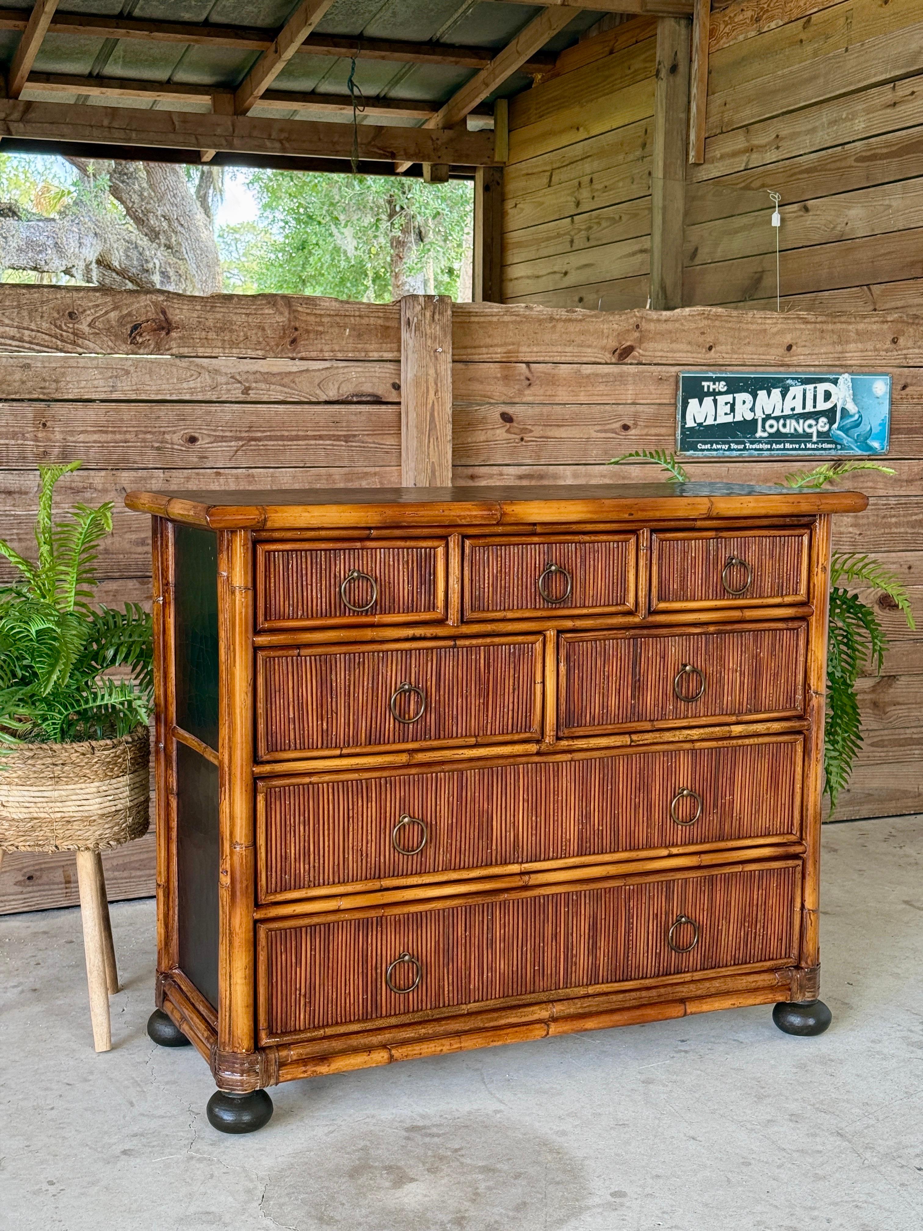 Late 20th Century British Colonial Rattan and Black Lacquered Chest by Milling R 11