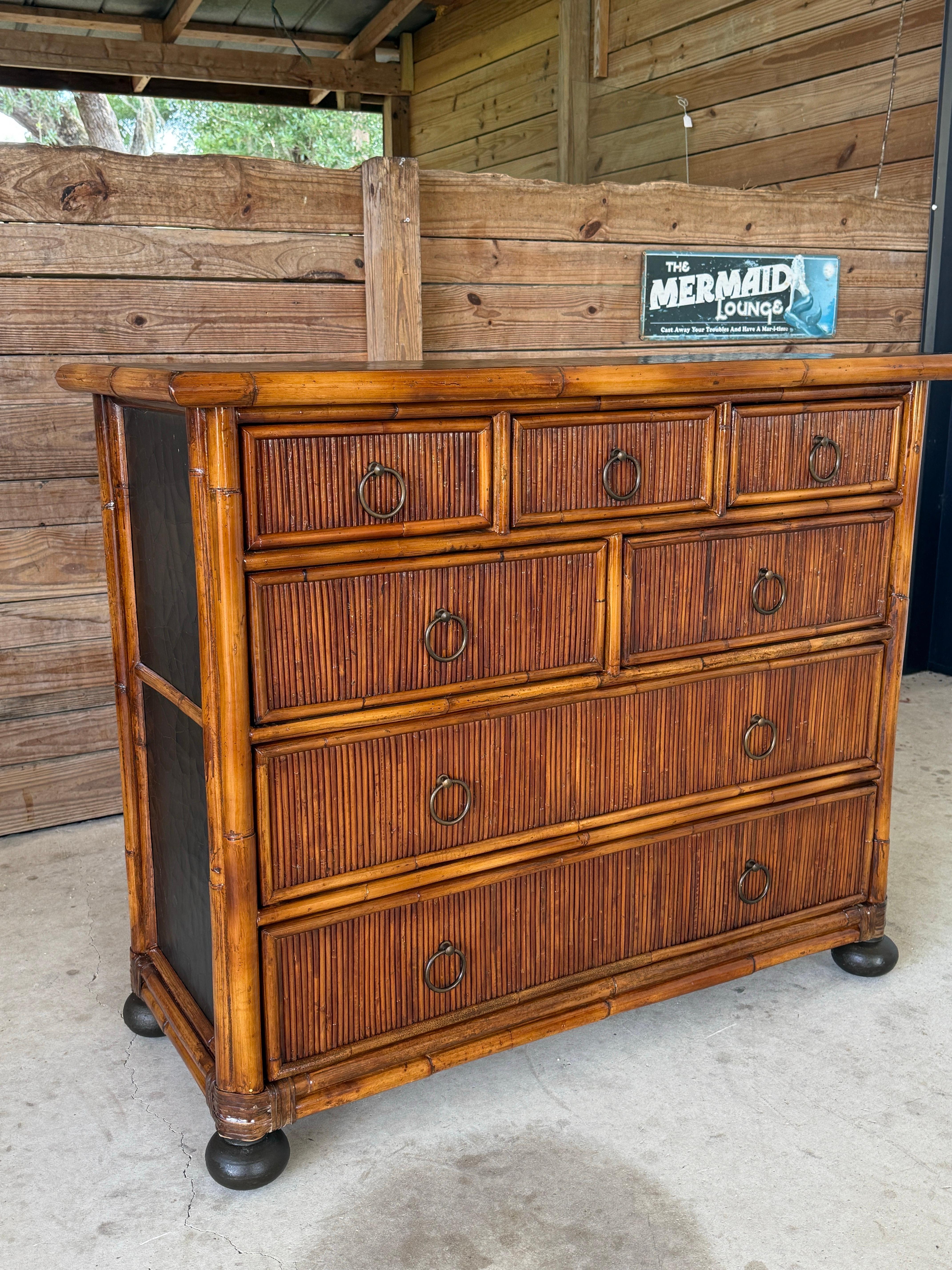 Late 20th Century British Colonial Rattan and Black Lacquered Chest by Milling R 1