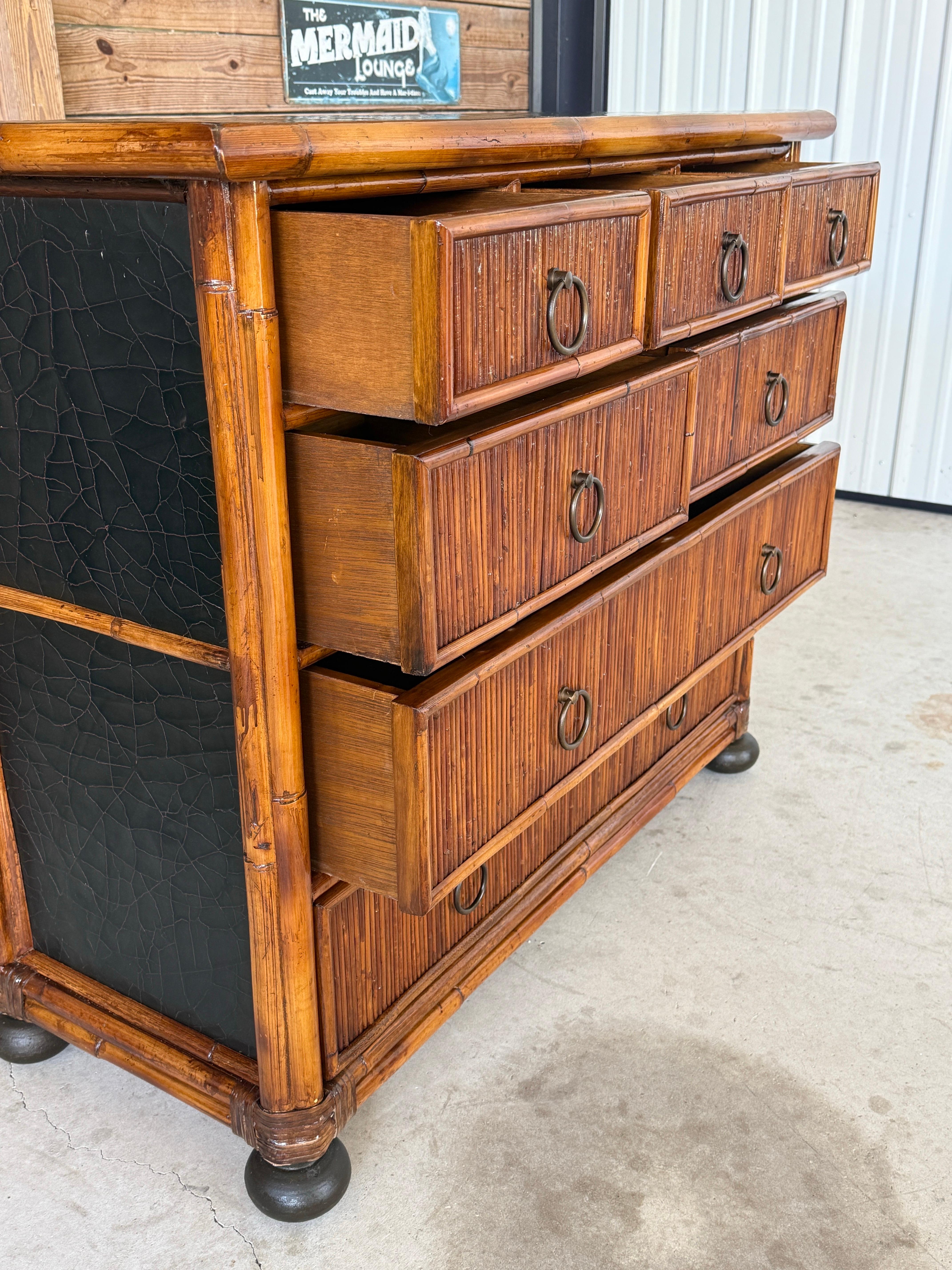 Late 20th Century British Colonial Rattan and Black Lacquered Chest by Milling R 2