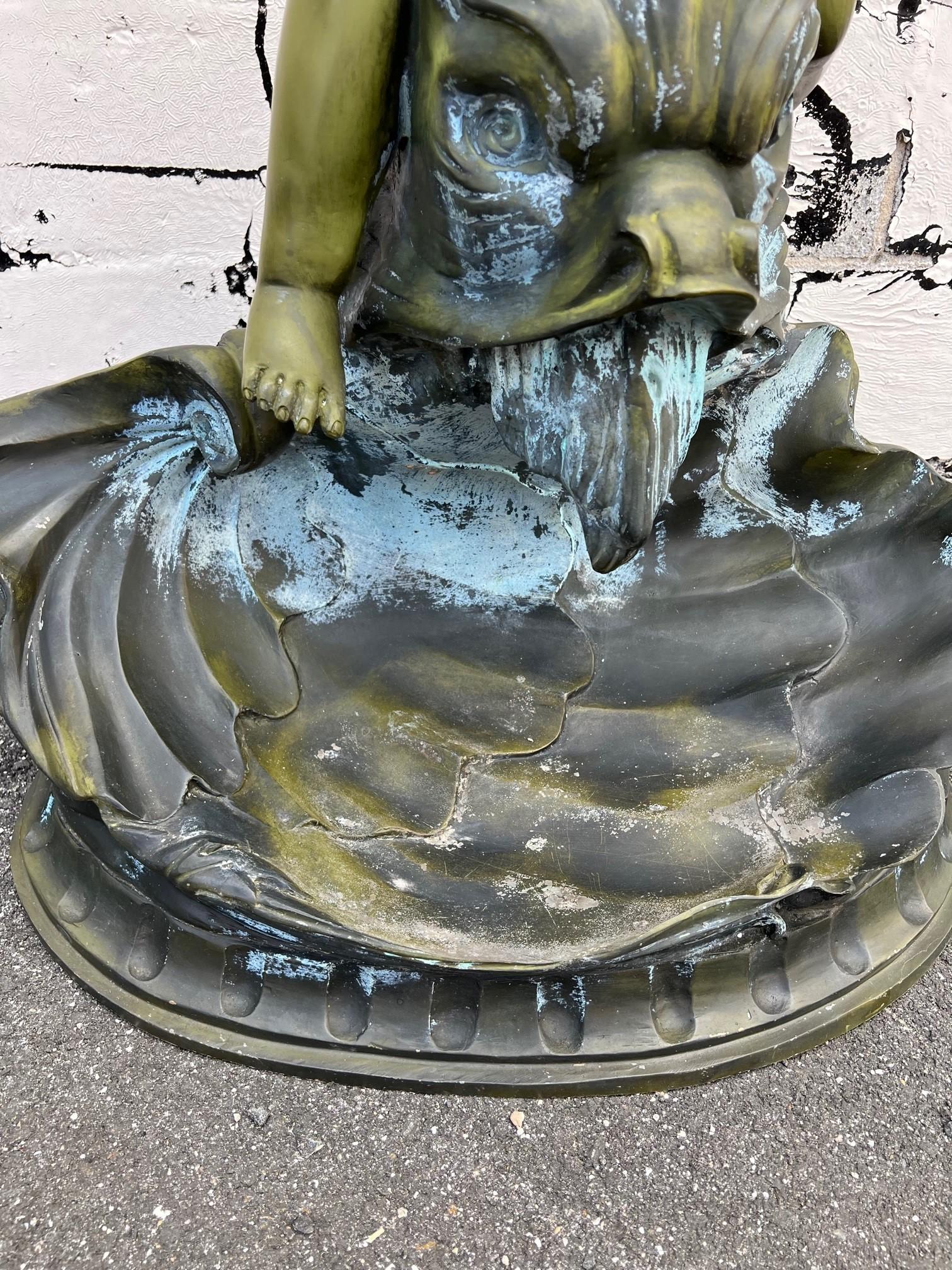 Late 20th Century Bronze Boy on Dolphin Fish with Shell Fountain 2