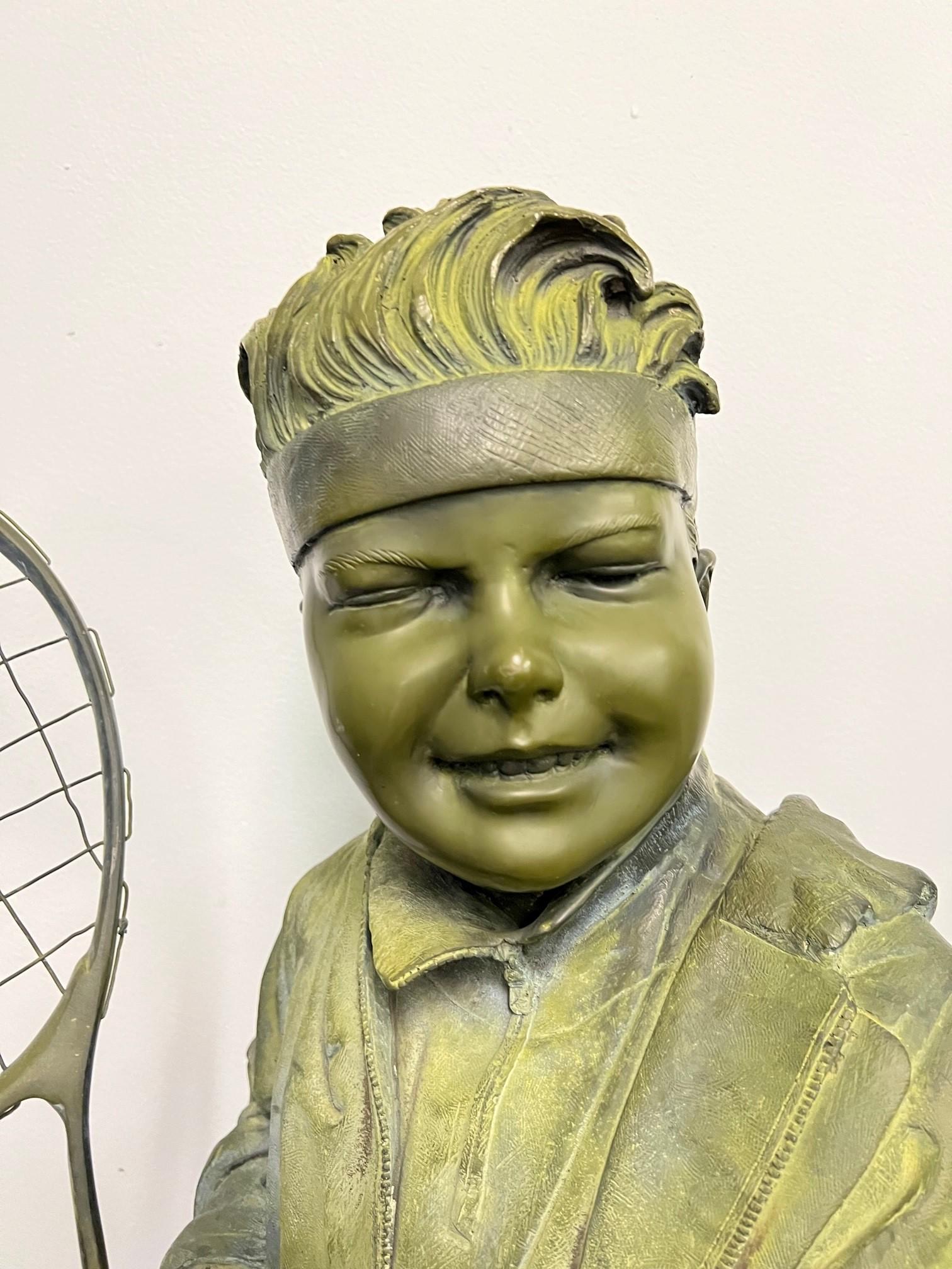Thai Late 20th Century Bronze Boy Tennis, Pickleball Player For Sale