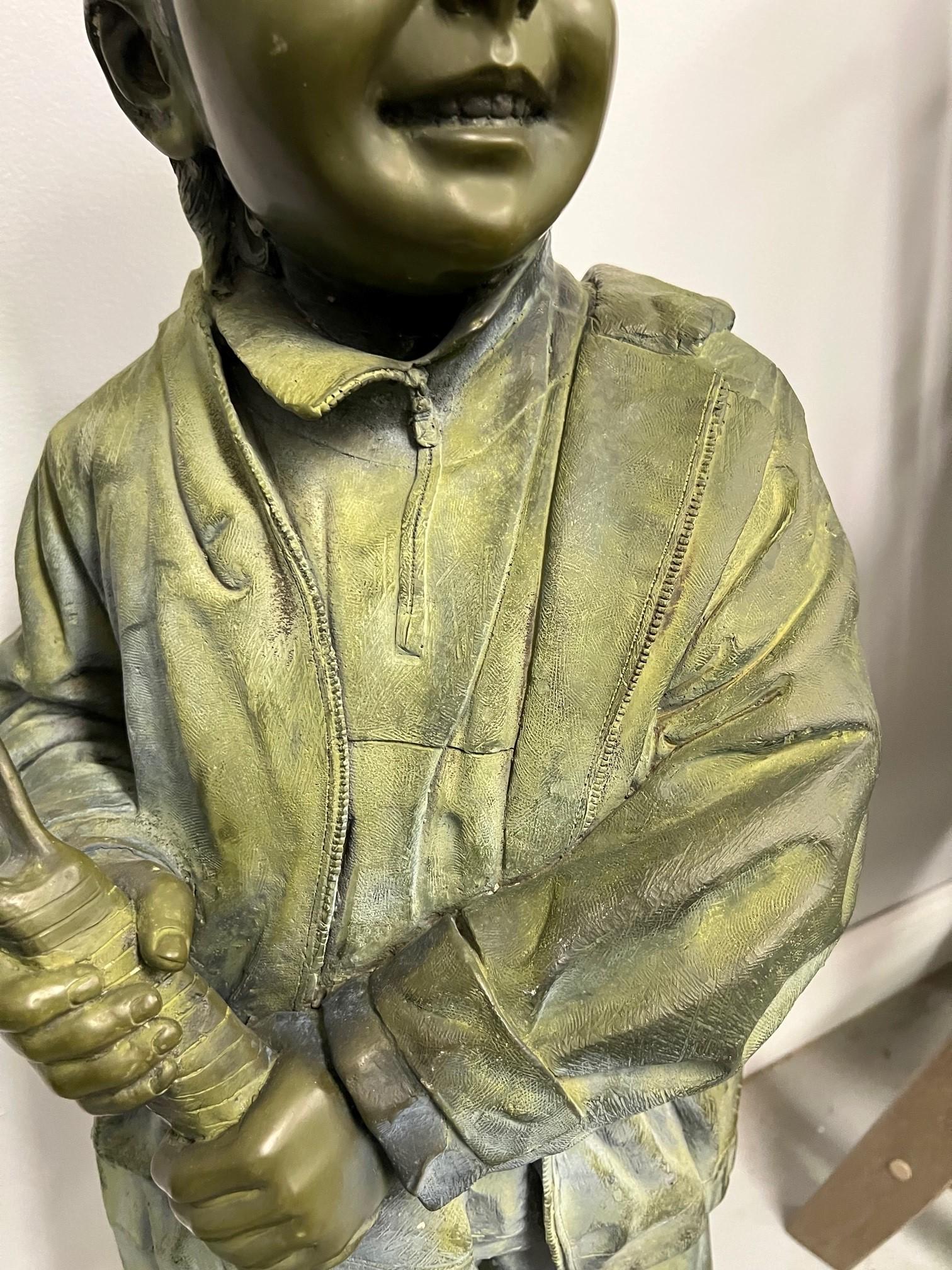 Late 20th Century Bronze Boy Tennis, Pickleball Player In Good Condition For Sale In Stamford, CT