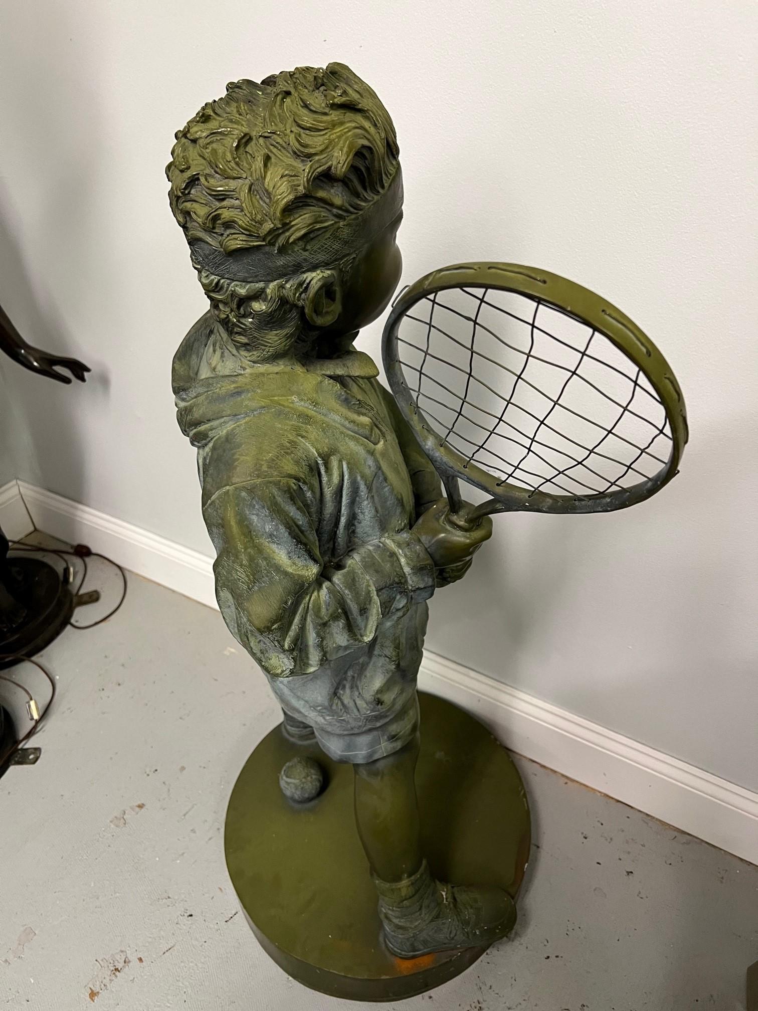 Late 20th Century Bronze Boy Tennis, Pickleball Player For Sale 1