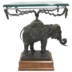 Late 20th Century Bronze Elephant Table