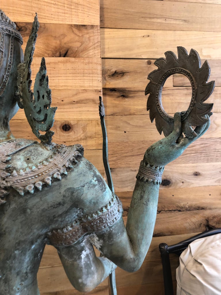 Late 20th Century Bronze Hindu Goddess of Protection For Sale at