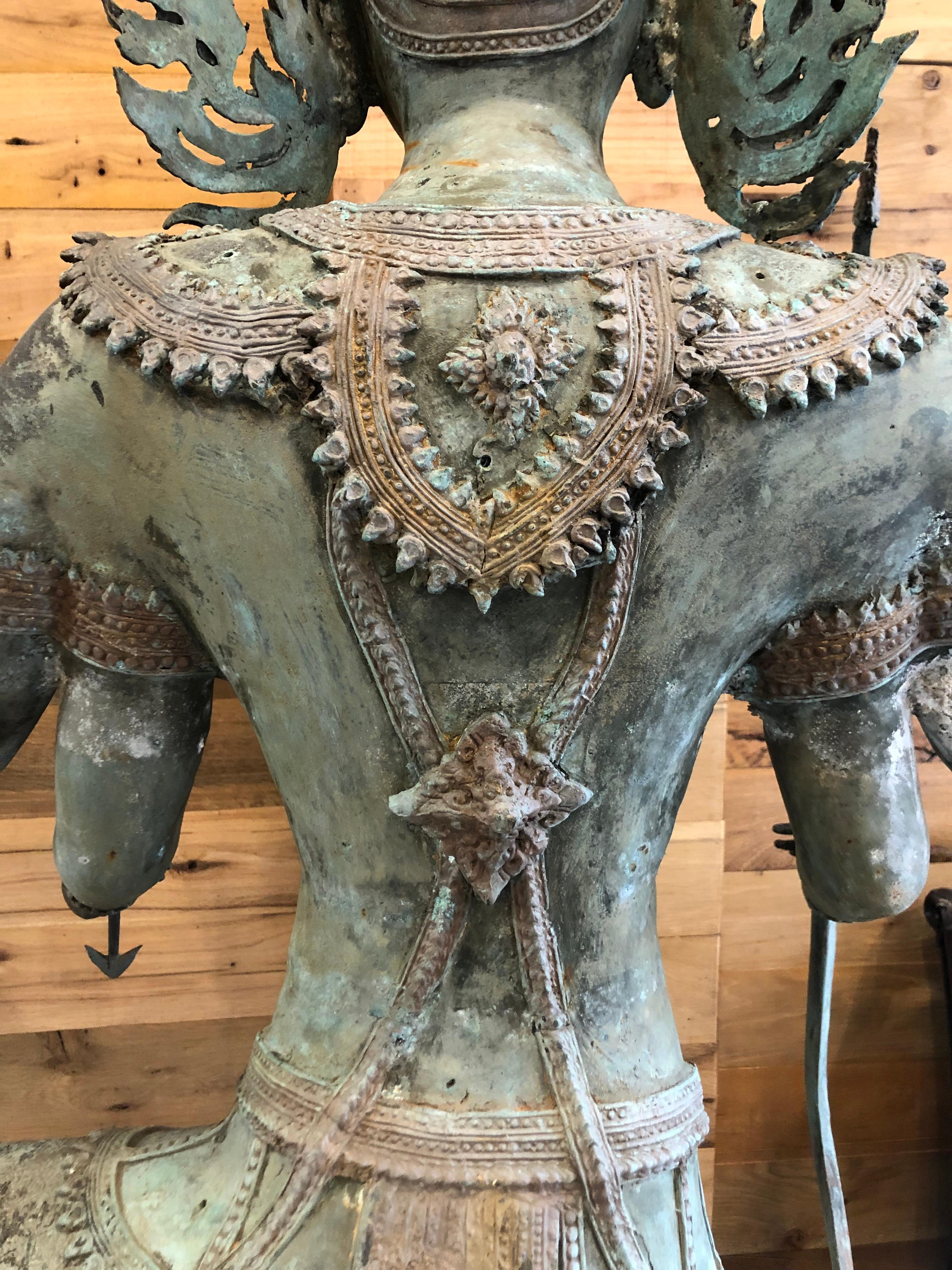 Late 20th Century Bronze Hindu Goddess of Protection For Sale 12