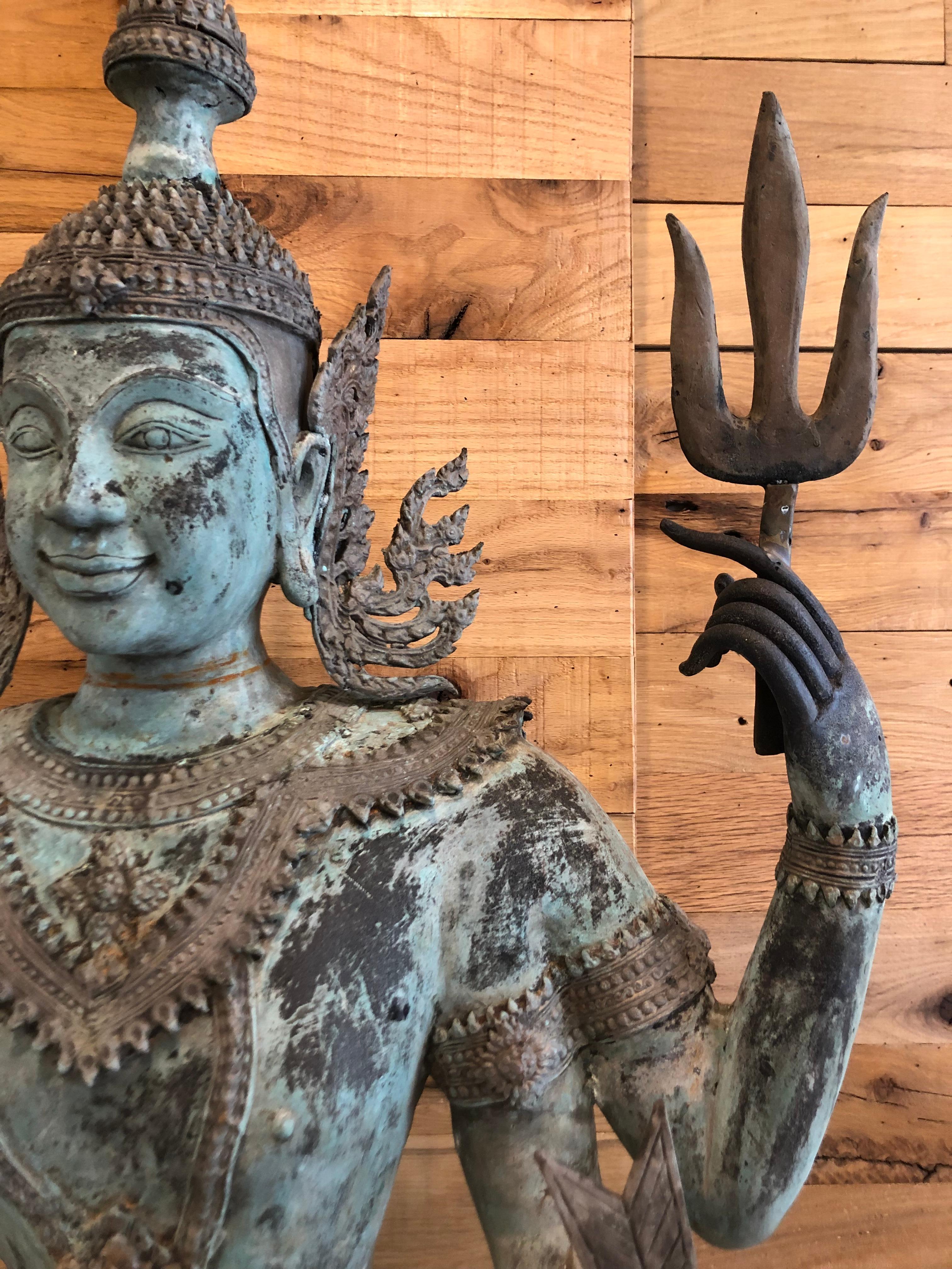 Thai Late 20th Century Bronze Hindu Goddess of Protection For Sale