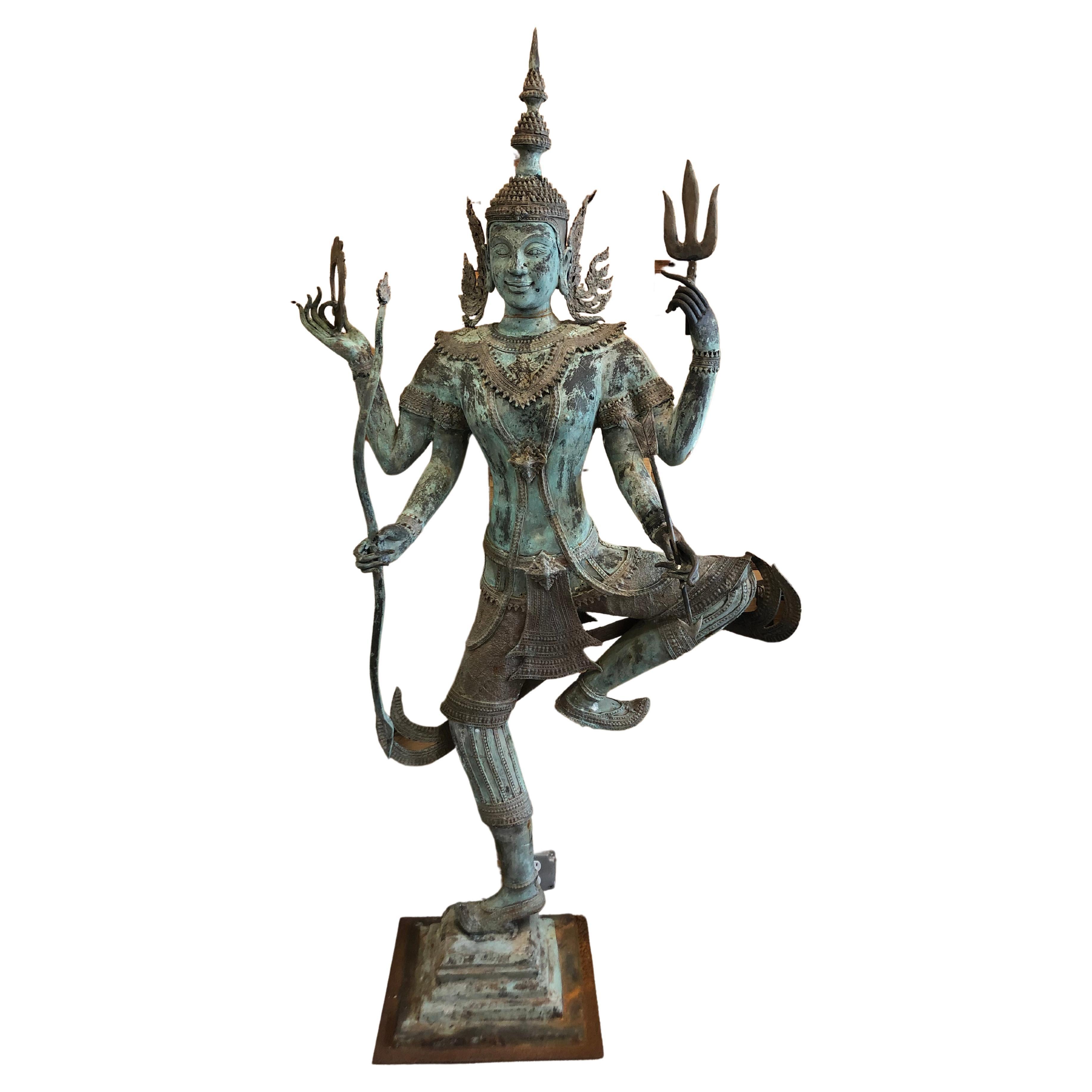 Late 20th Century Bronze Hindu Goddess of Protection For Sale