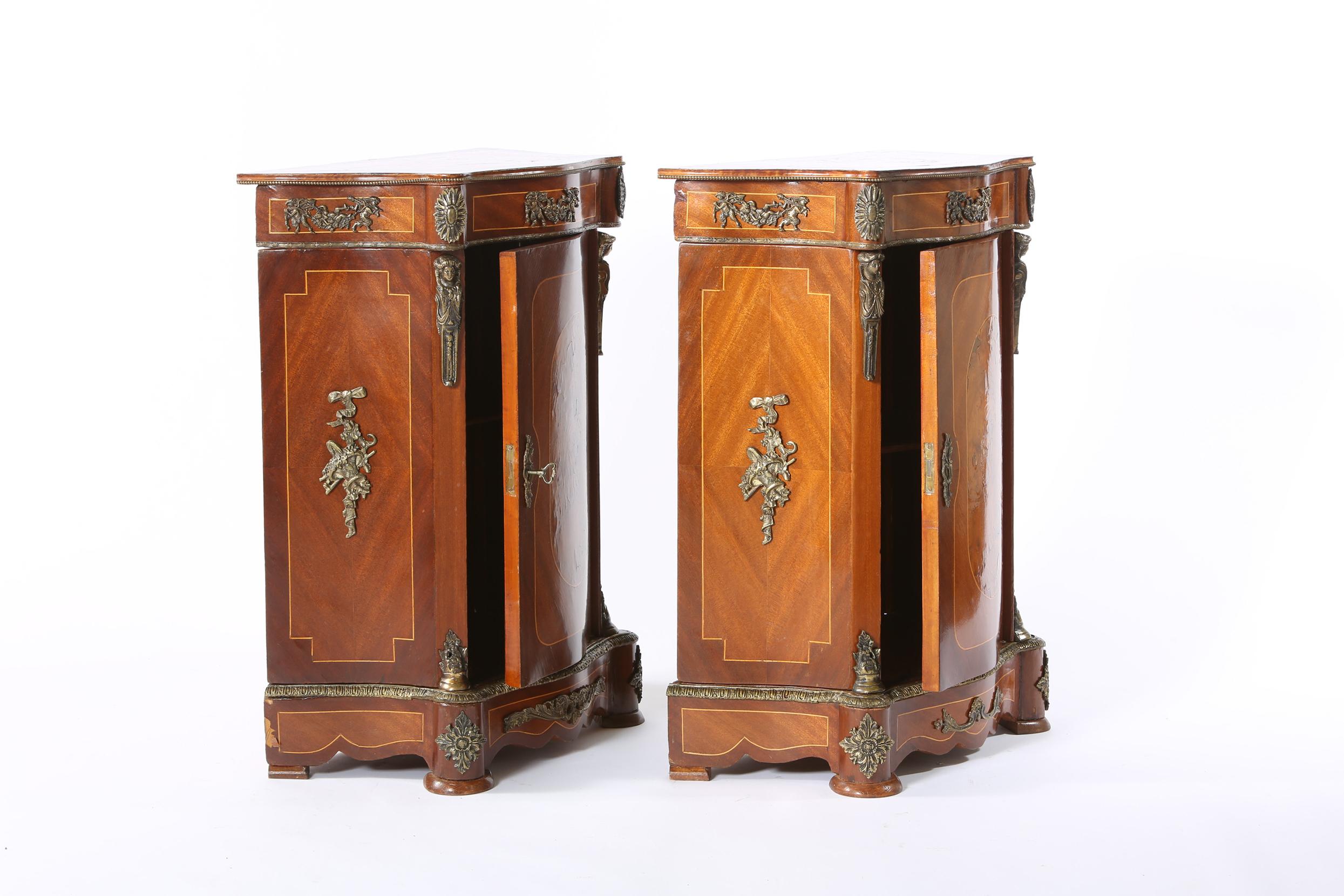 Late 20th Century Bronze Mounted Pair of Bow Front End Tables 5