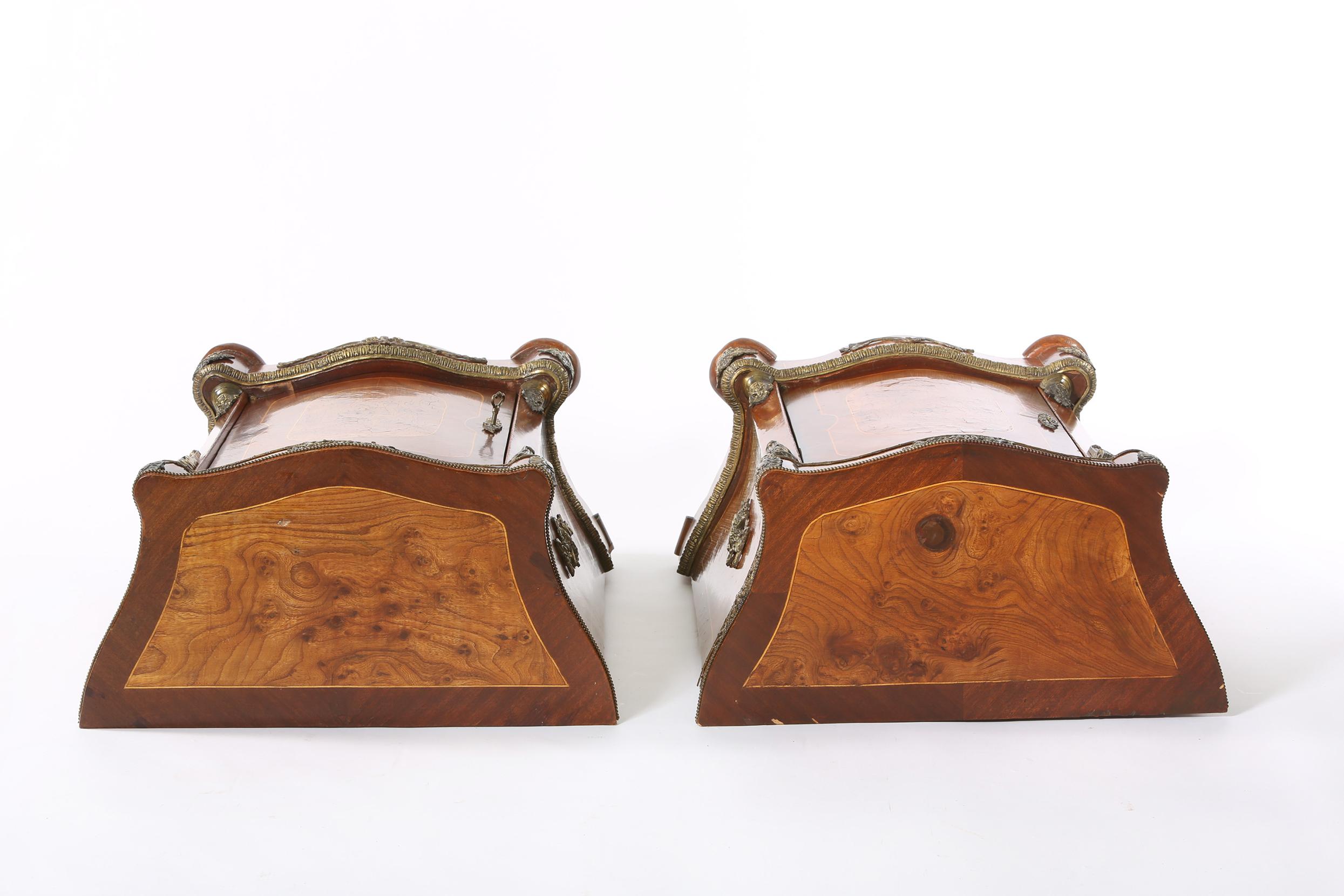 Late 20th Century Bronze Mounted Pair of Bow Front End Tables 6