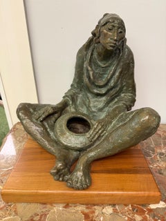 Late 20th Century Bronze "Nawa Woman with Pot" by Shirley Thomson Smith