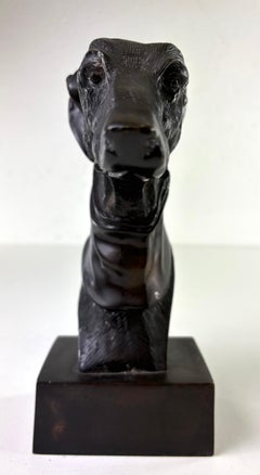 Late 20th Century bronze sculpture bust of a whippet