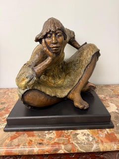 Late 20th Century Bronze Sculpture, Navajo Woman Signed Shirley Smith 1989 3/10