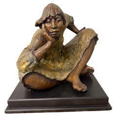 Vintage Late 20th Century Bronze Sculpture, Navajo Woman Signed Shirley Smith 1989 3/10