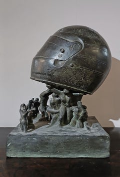 LATE 20th CENTURY BRONZE SCULPTURE TRIBUTE TO AYRTON SENNA