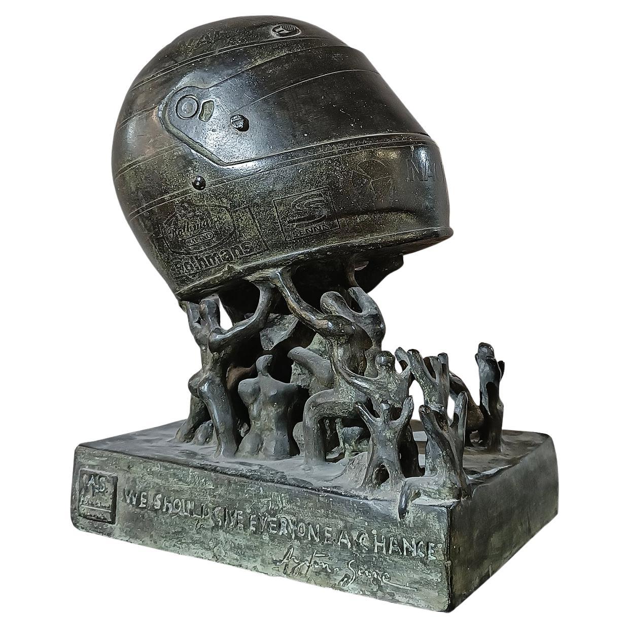 LATE 20th CENTURY BRONZE SCULPTURE TRIBUTE TO AYRTON SENNA in vendita