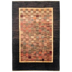 Late 20th Century Brown and Beige Midcentury Carpet or Rug Hand Knotted in Wool