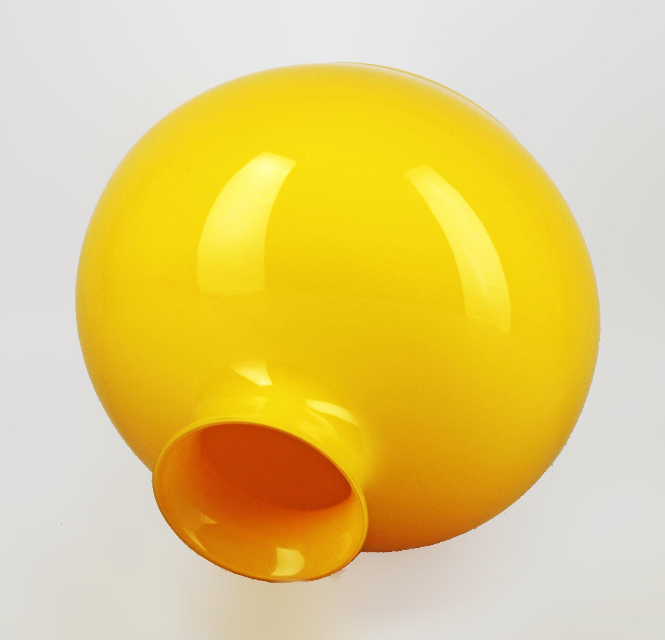 Enamel Late 20th Century Bulbous Polished Glass Yellow Vase of Scandinavian Design For Sale