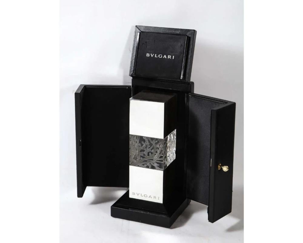 Bulgari de finales del siglo XX, escultura italiana de plata y cristal grabado en F original en Bueno estado para la venta en New York, NY