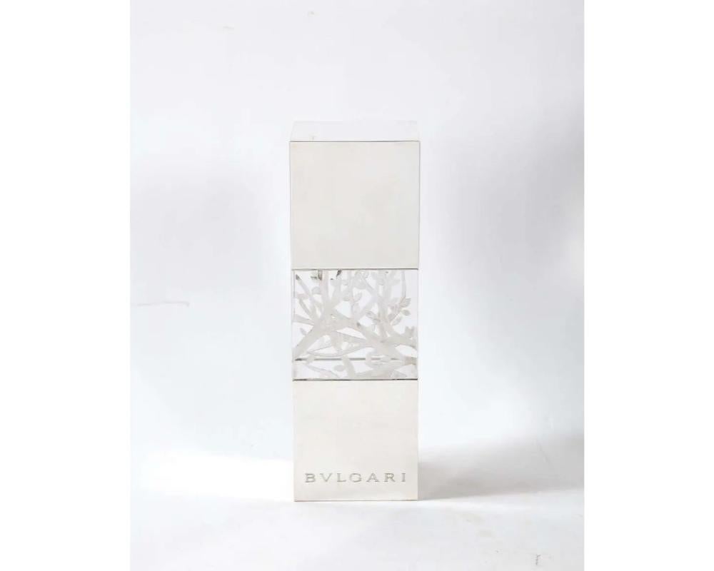 Late 20th Century Bulgari, Italian Silver & Etched Glass Sculpture in Original F For Sale 3