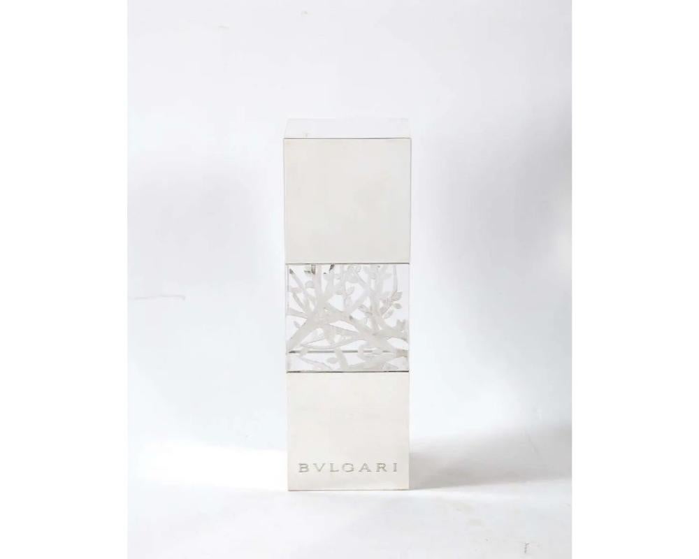 Bulgari de finales del siglo XX, escultura italiana de plata y cristal grabado en F original en venta 3