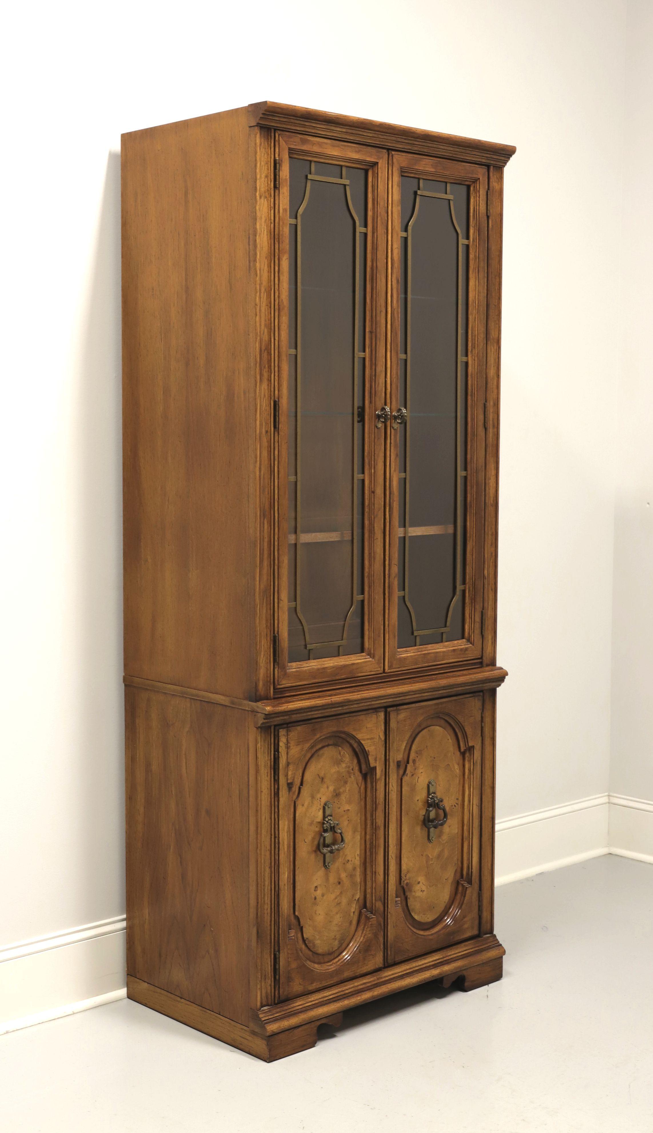 Late 20th Century Burl Pecan Mediterranean Style Curio China Display Cabinet For Sale 3