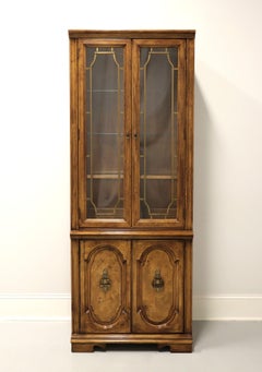 Late 20th Century Burl Pecan Mediterranean Style Curio Display Cabinet