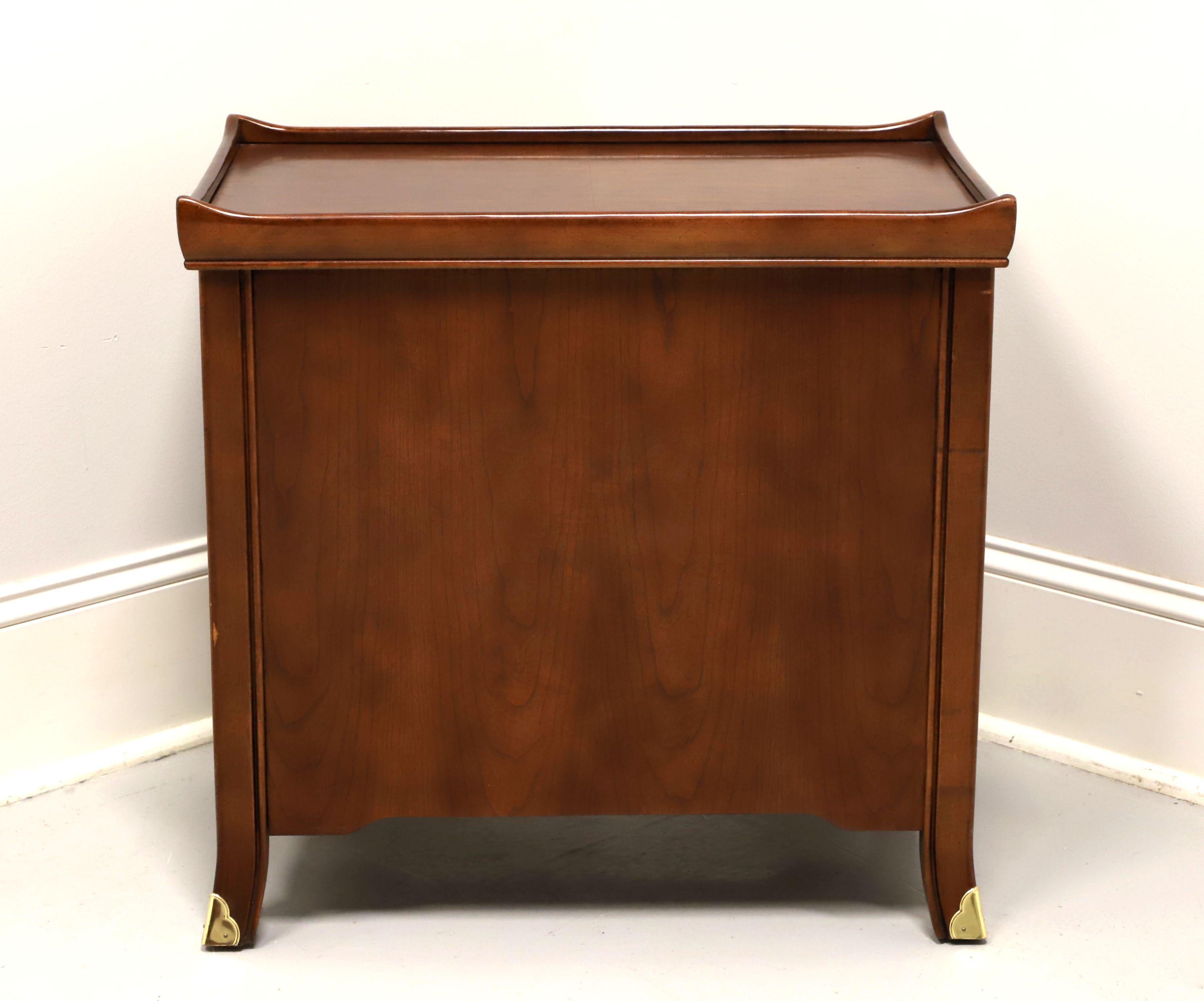 American Late 20th Century Burl Walnut Asian Inspired Three-Drawer Nightstand For Sale