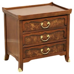 Vintage Late 20th Century Burl Walnut Asian Inspired Three-Drawer Nightstand