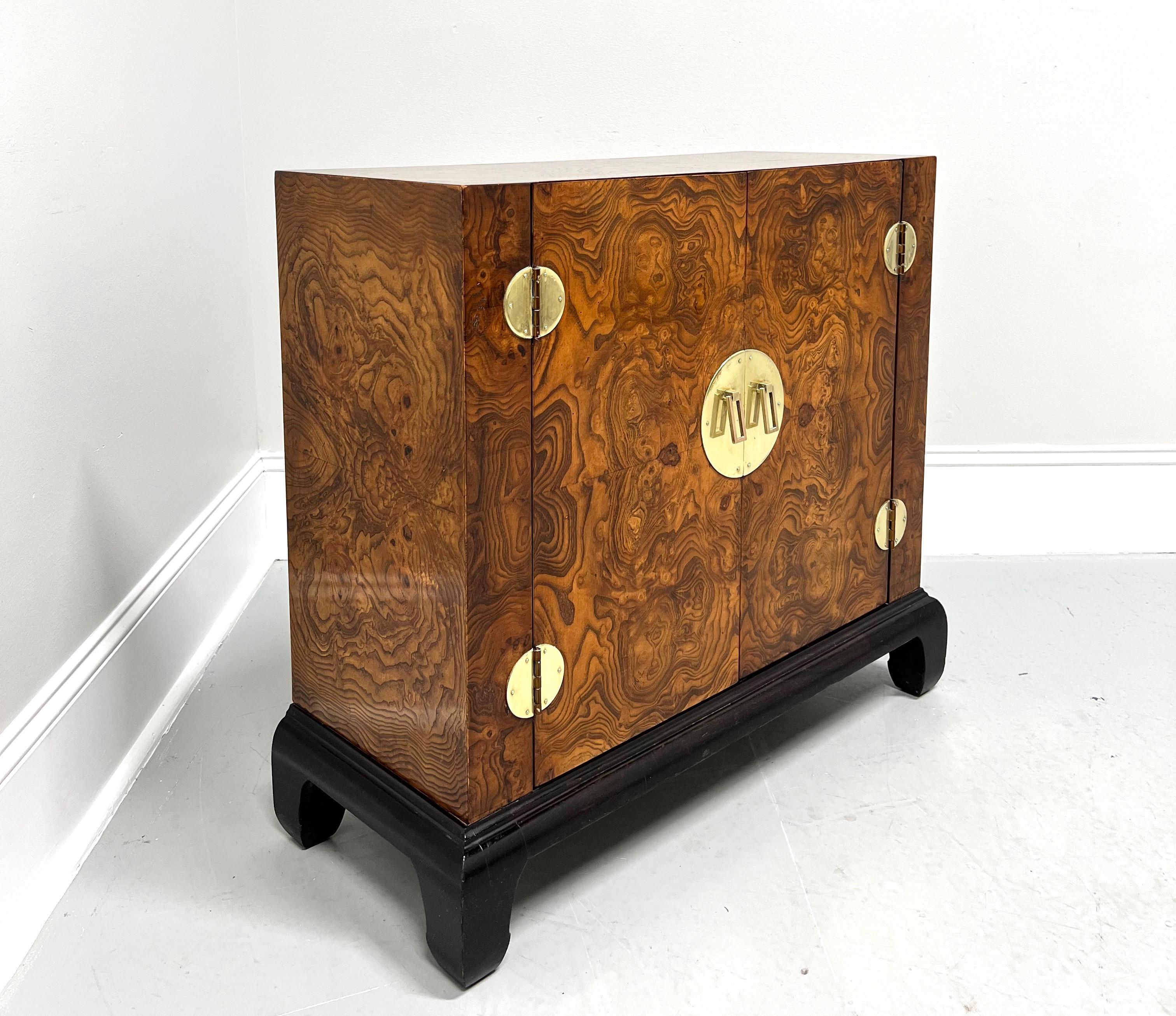 Late 20th Century Burlwood Asian Ming Style Narrow Console Cabinet For Sale 6