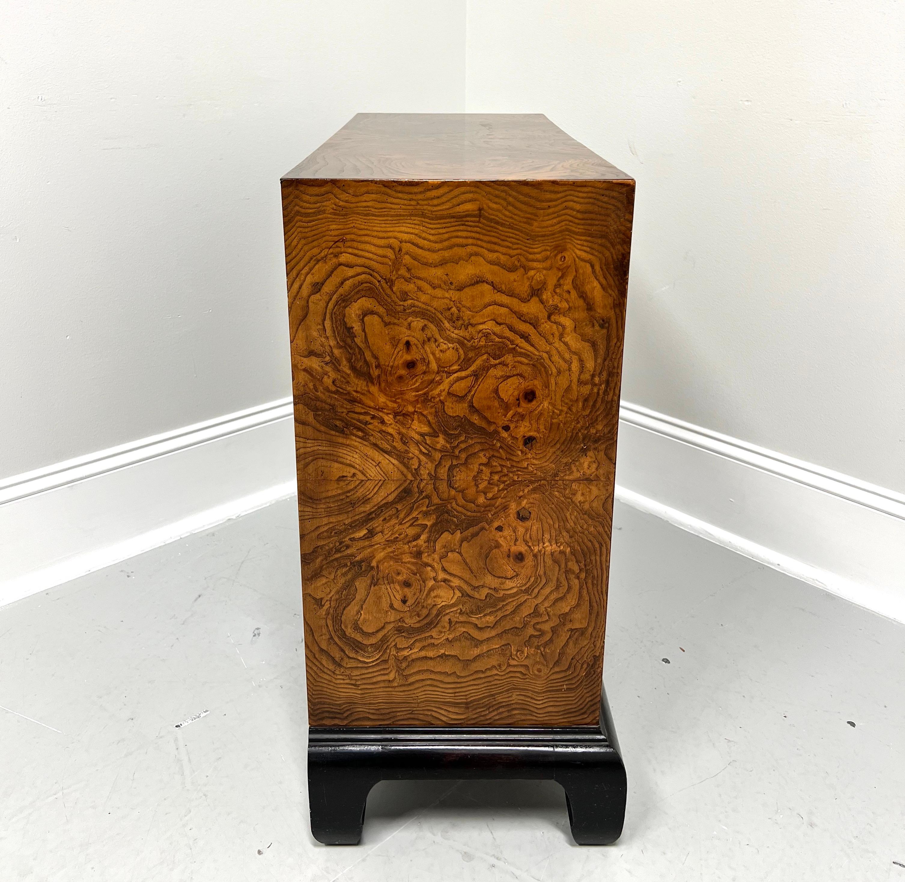 American Late 20th Century Burlwood Asian Ming Style Narrow Console Cabinet For Sale