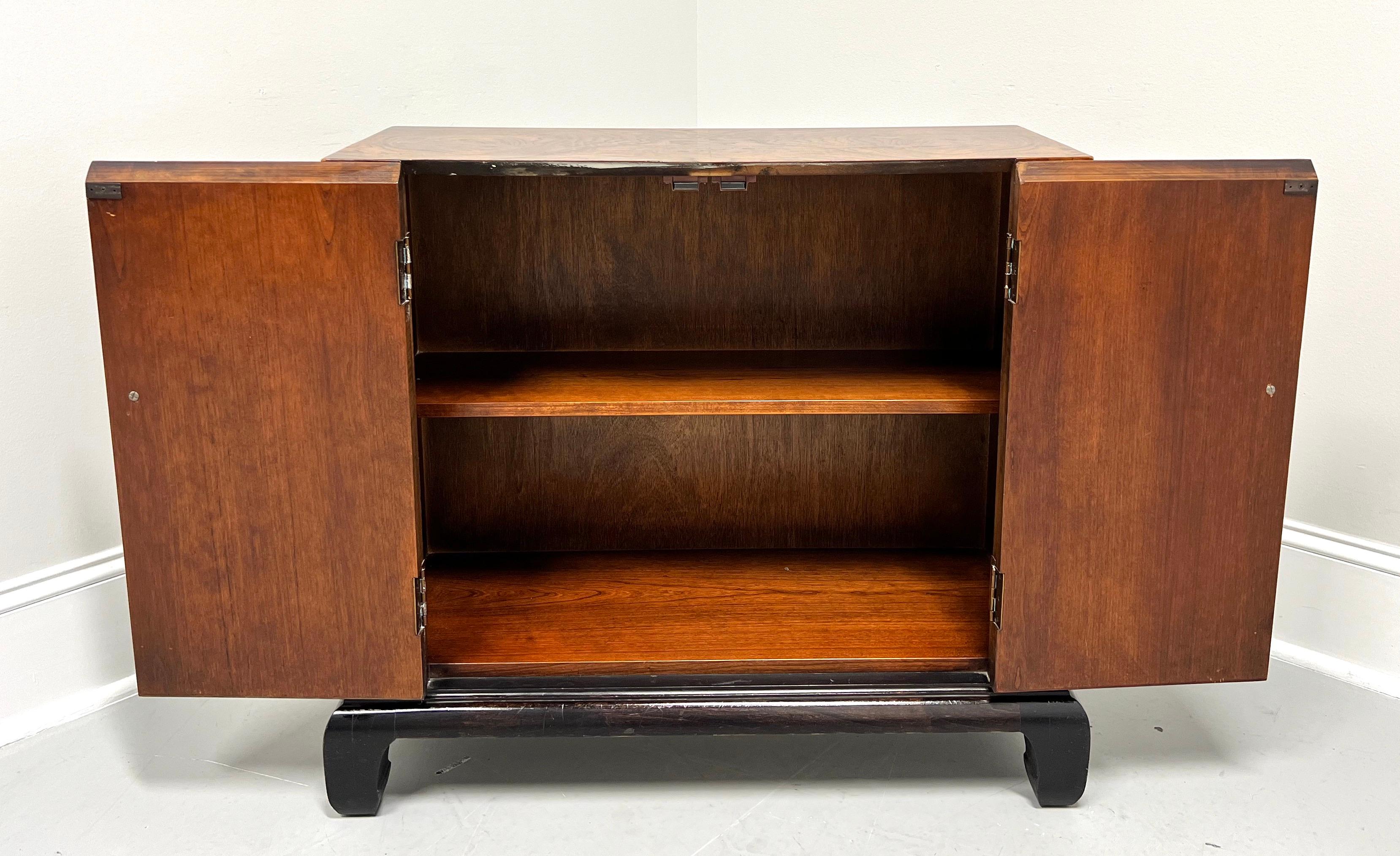 American Late 20th Century Burlwood Asian Ming Style Narrow Console Cabinet For Sale