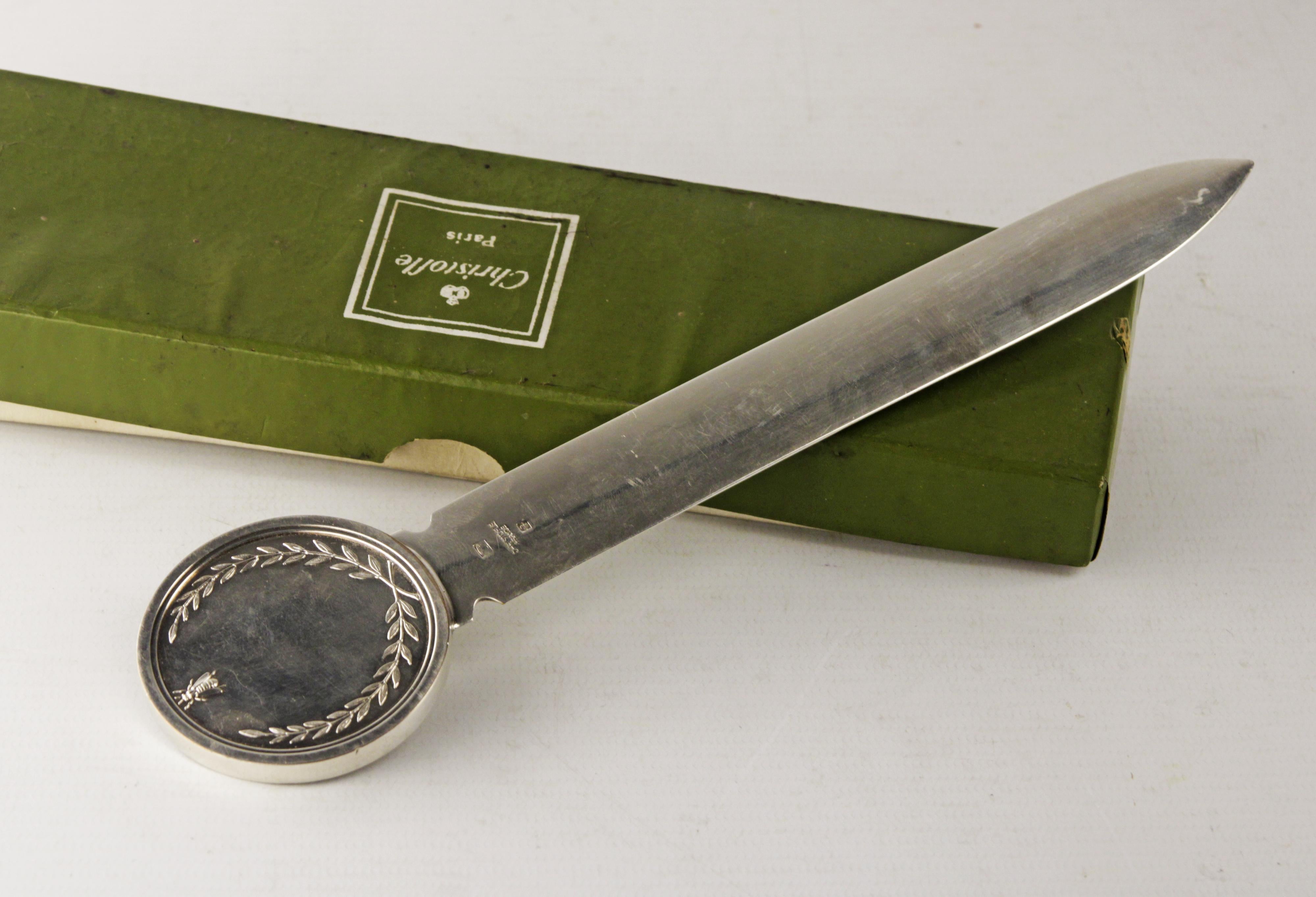 Late 20th Century/C. 1970 Silvered Napoleon Empereur Letter Opener by Christofle For Sale 1