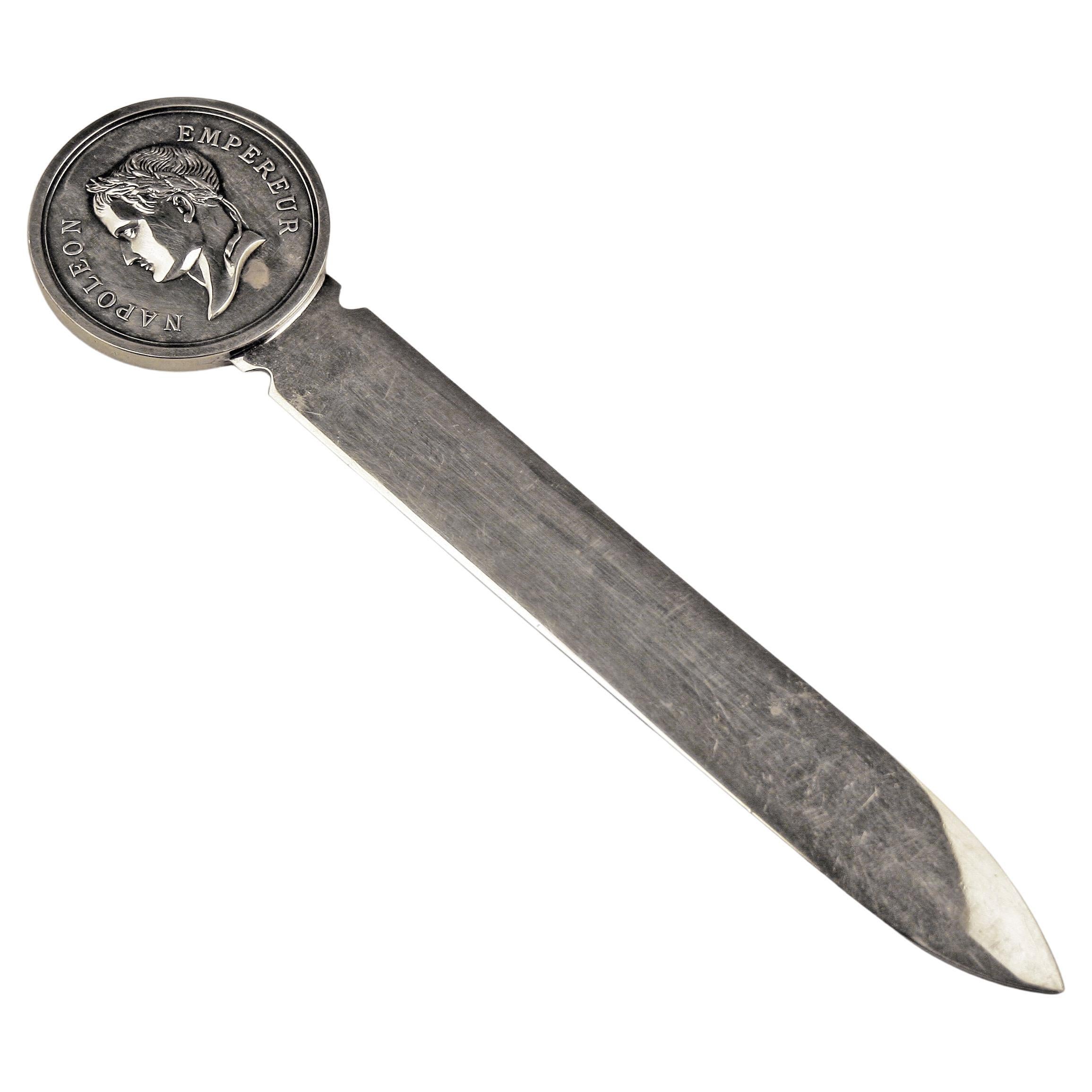 Late 20th Century/C. 1970 Silvered Napoleon Empereur Letter Opener by Christofle For Sale