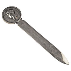 Vintage Late 20th Century/C. 1970 Silvered Napoleon Empereur Letter Opener by Christofle