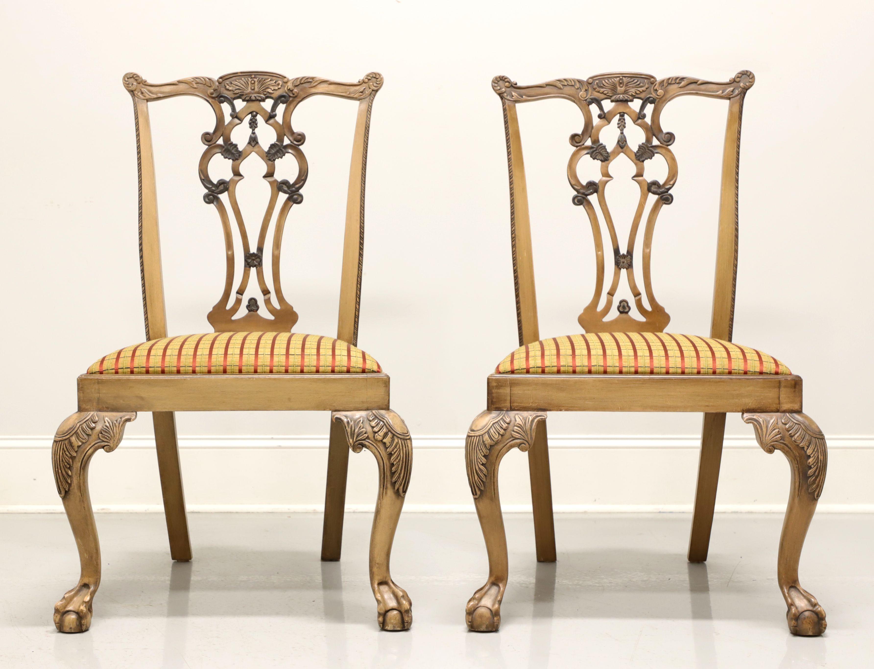 American Late 20th Century Carved Chippendale Dining Side Chairs - Pair For Sale
