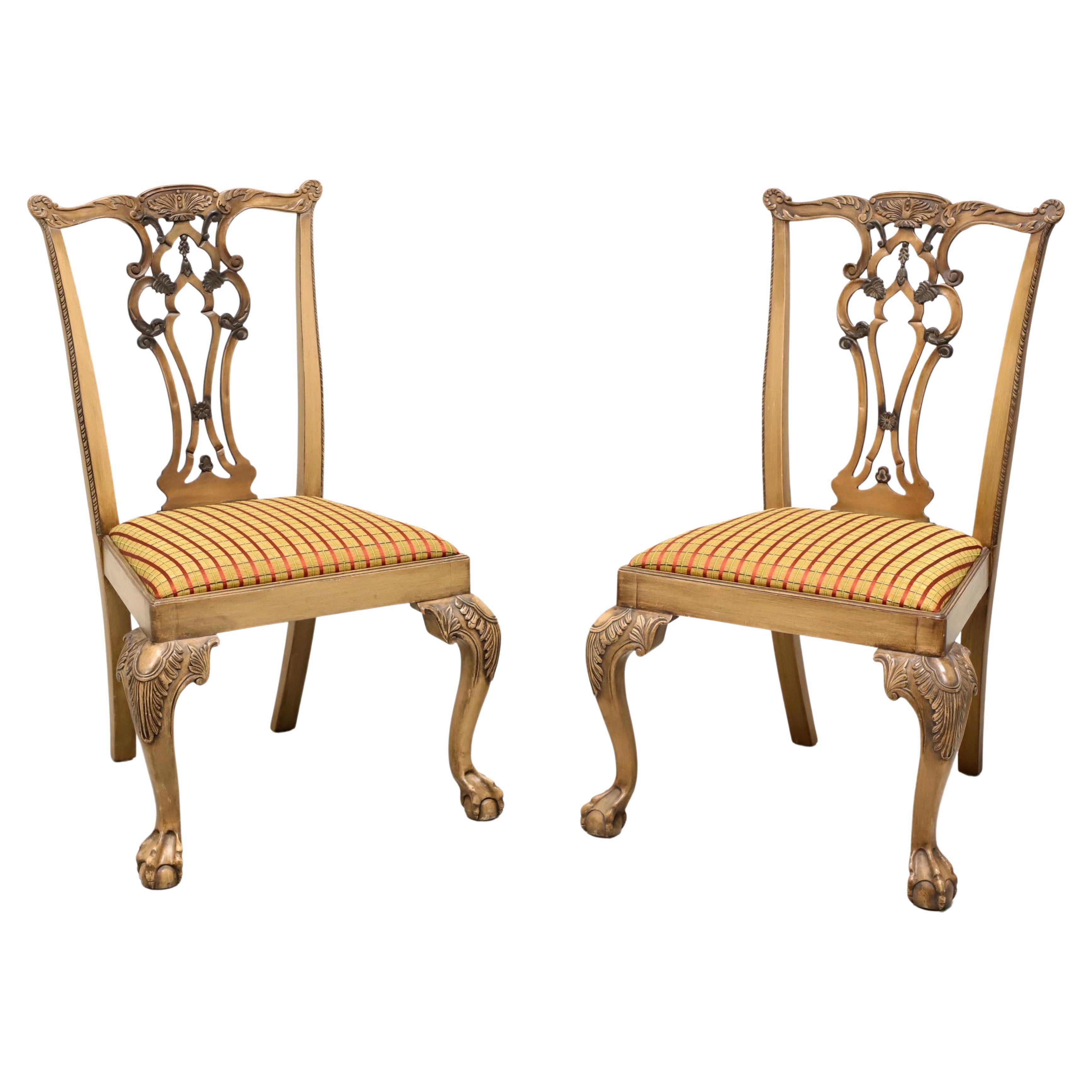 Late 20th Century Carved Chippendale Dining Side Chairs - Pair For Sale