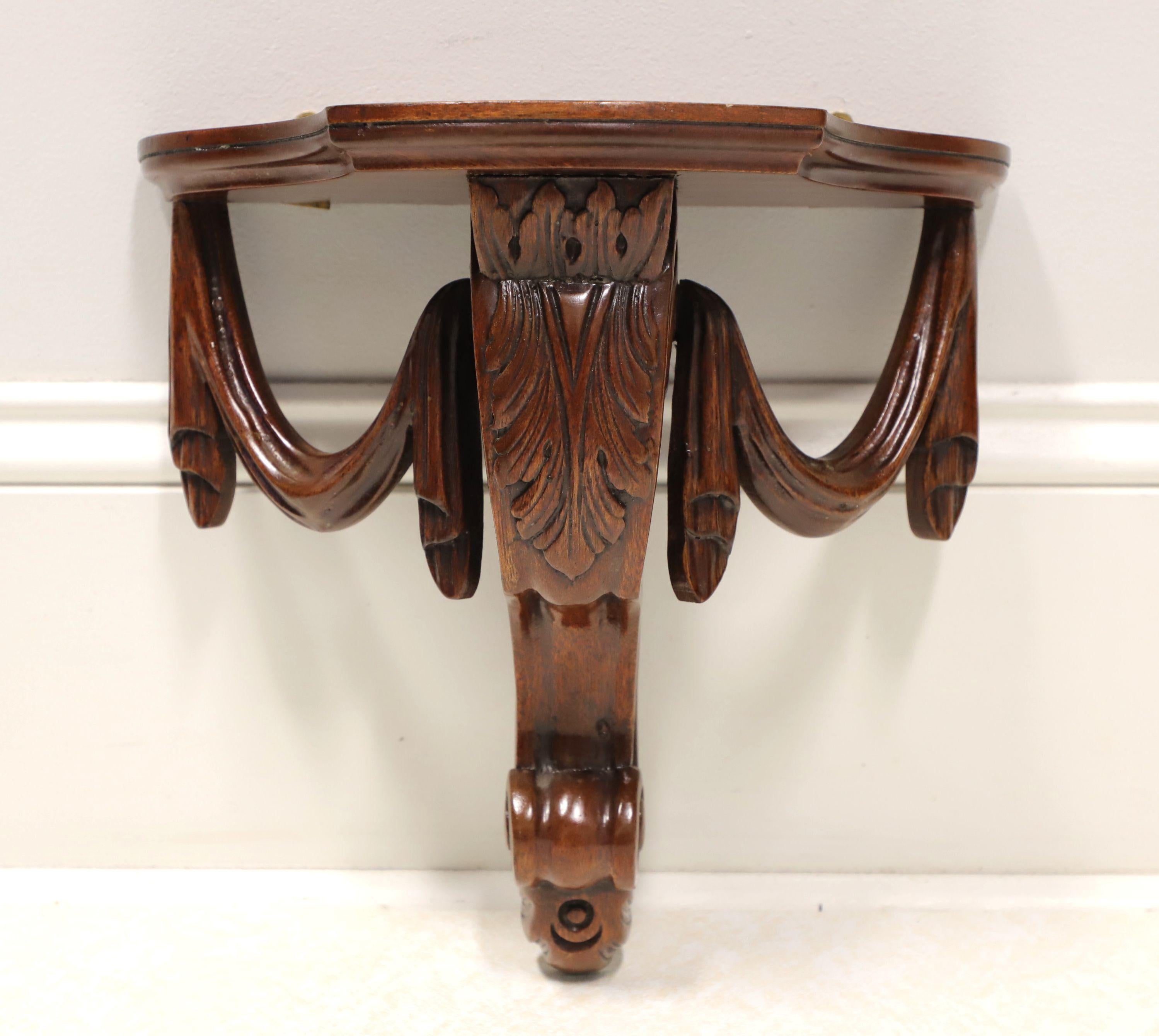 Late 20th Century Carved Mahogany Acanthus Leaf Wall Bracket Shelves - Pair In Good Condition In Charlotte, NC