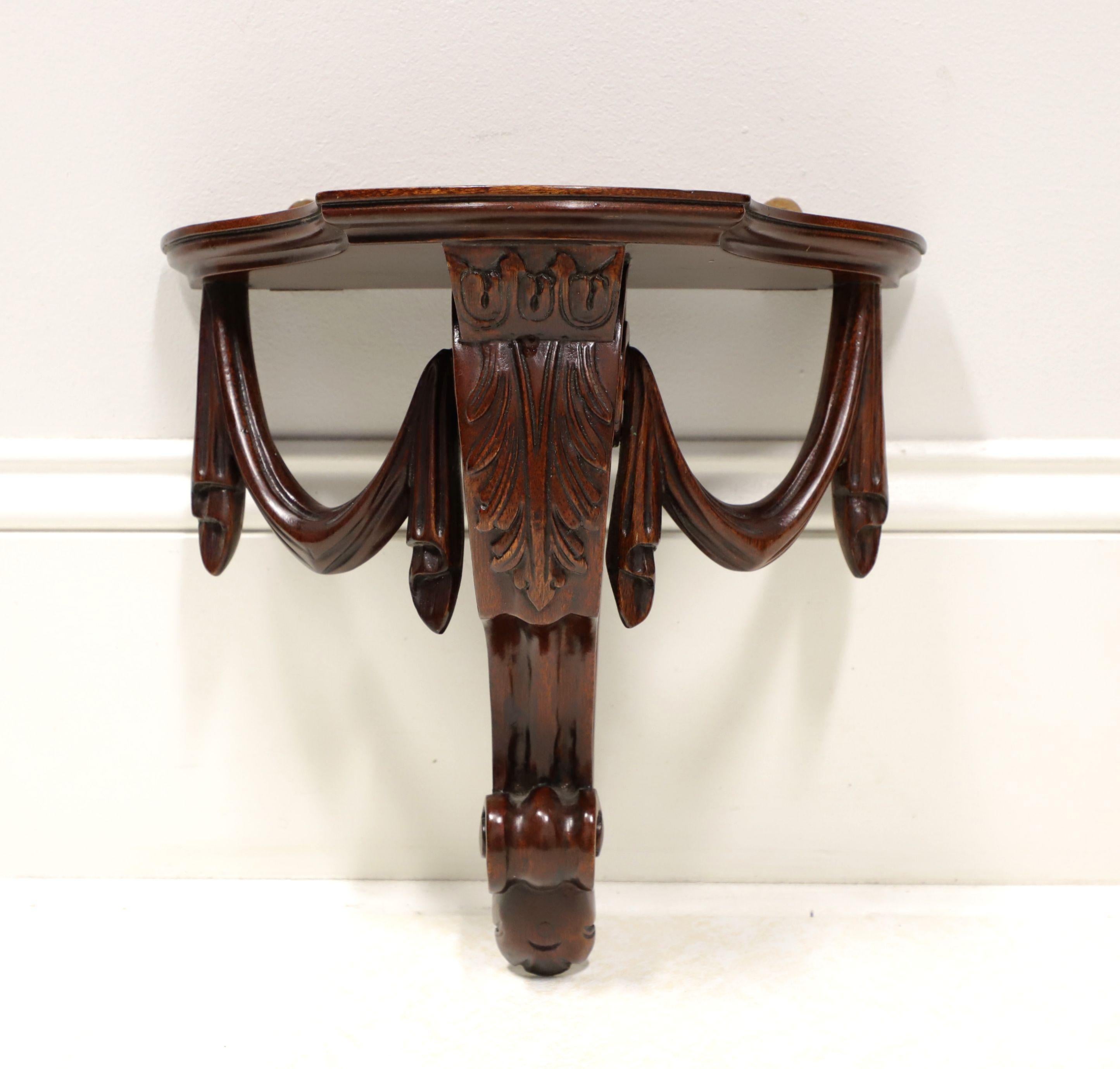 Late 20th Century Carved Mahogany Acanthus Leaf Wall Bracket Shelves - Pair 1