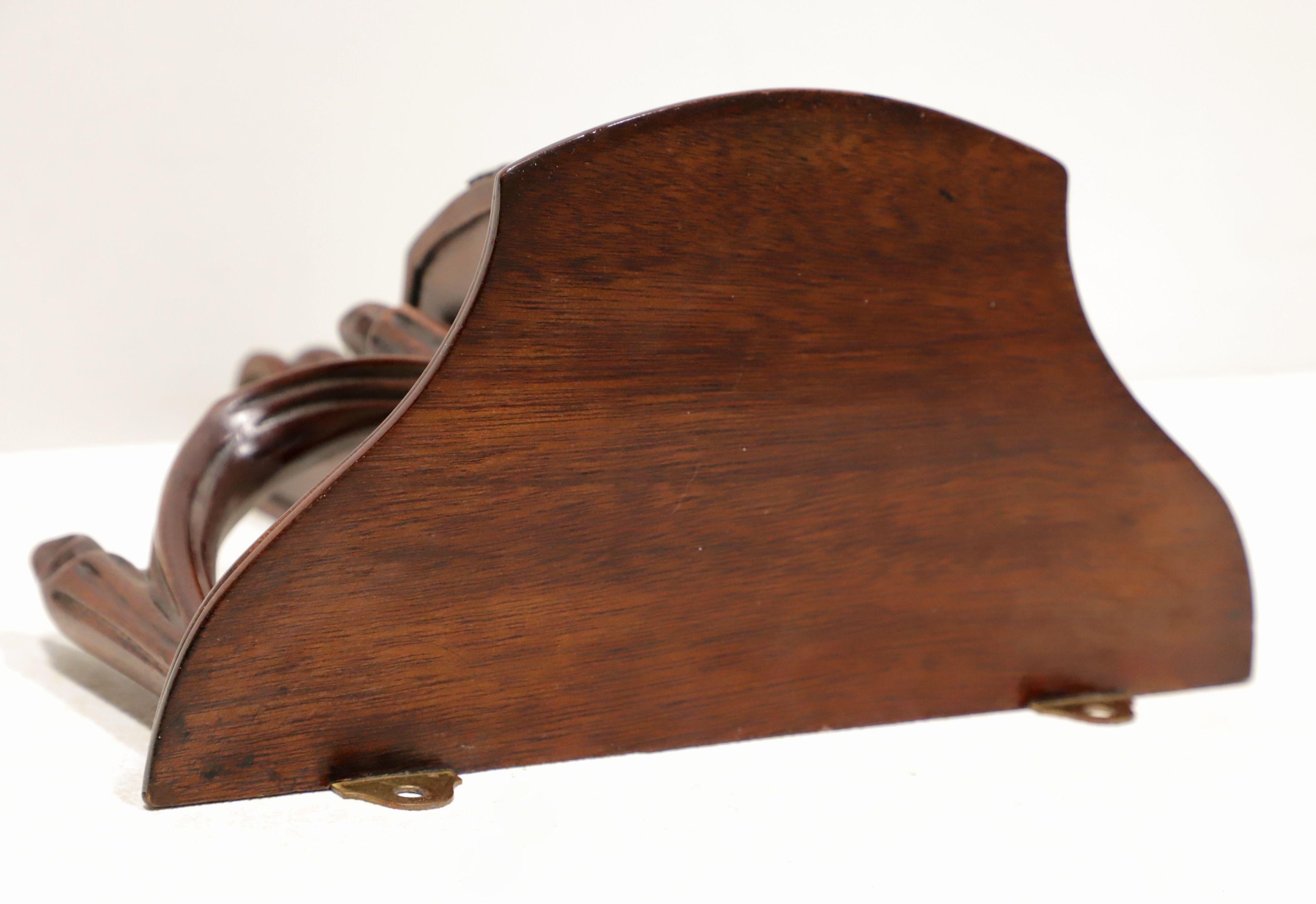 Late 20th Century Carved Mahogany Acanthus Leaf Wall Bracket Shelves - Pair 2