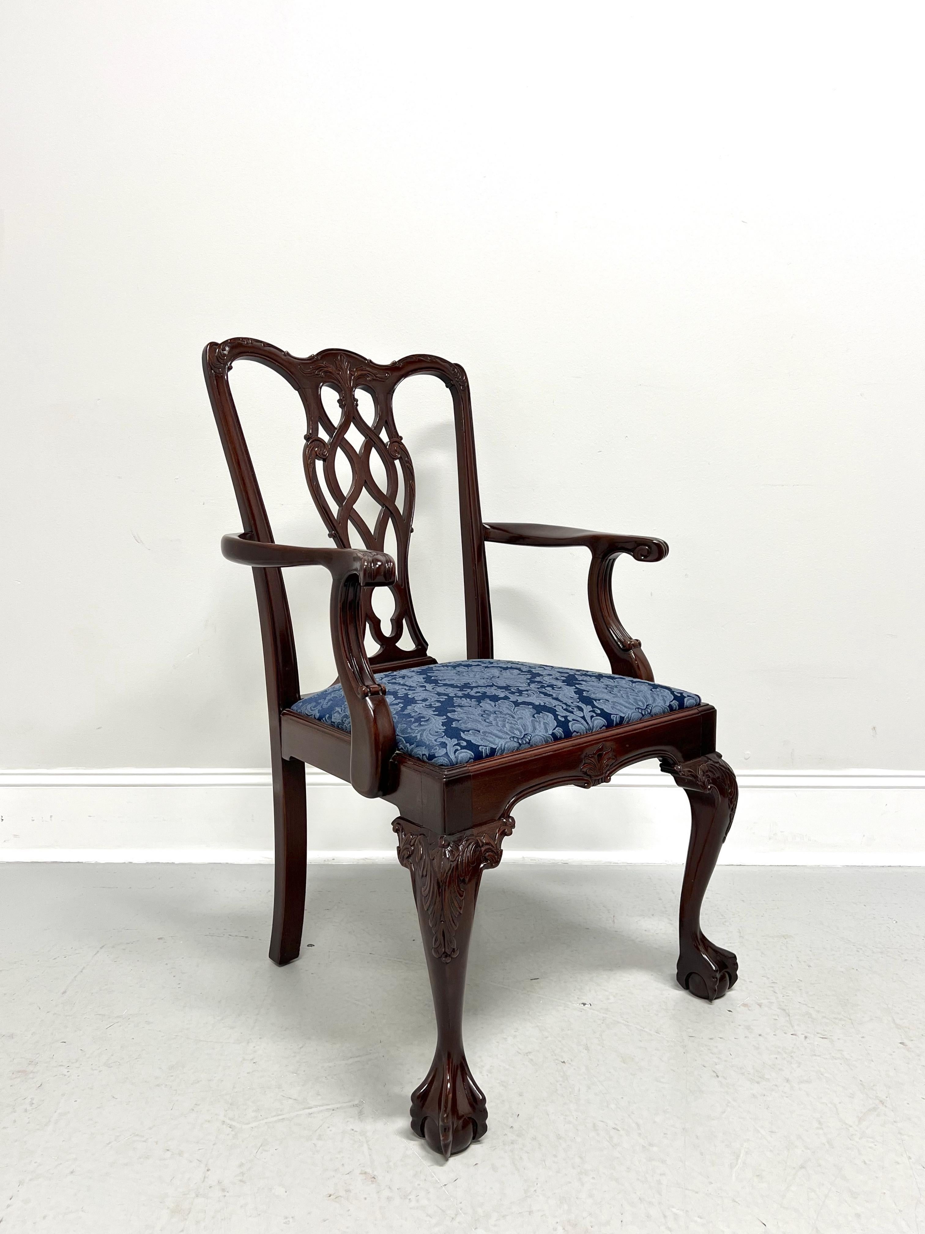 Late 20th Century Carved Mahogany Chippendale Armchair with Ball in Claw Feet For Sale 6
