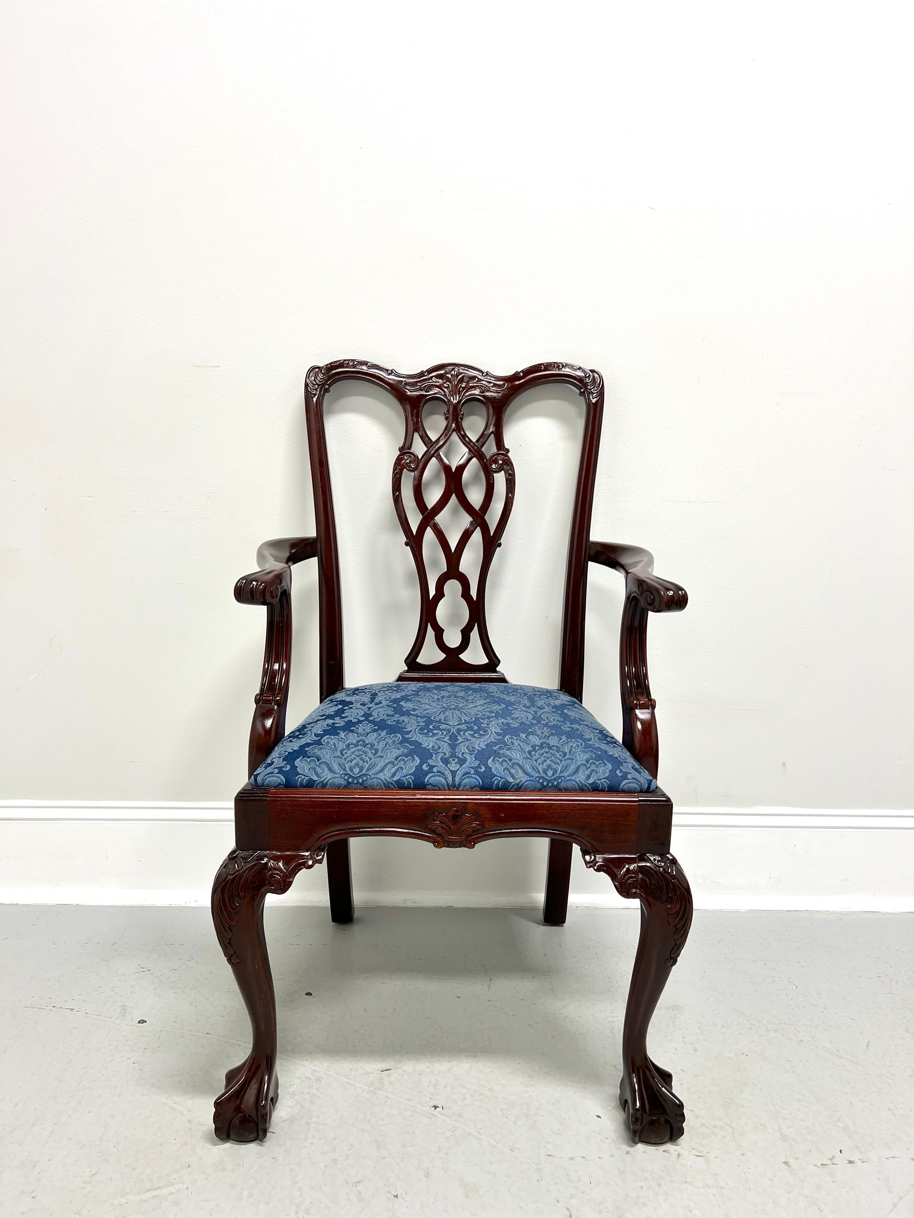 American Late 20th Century Carved Mahogany Chippendale Armchair with Ball in Claw Feet For Sale