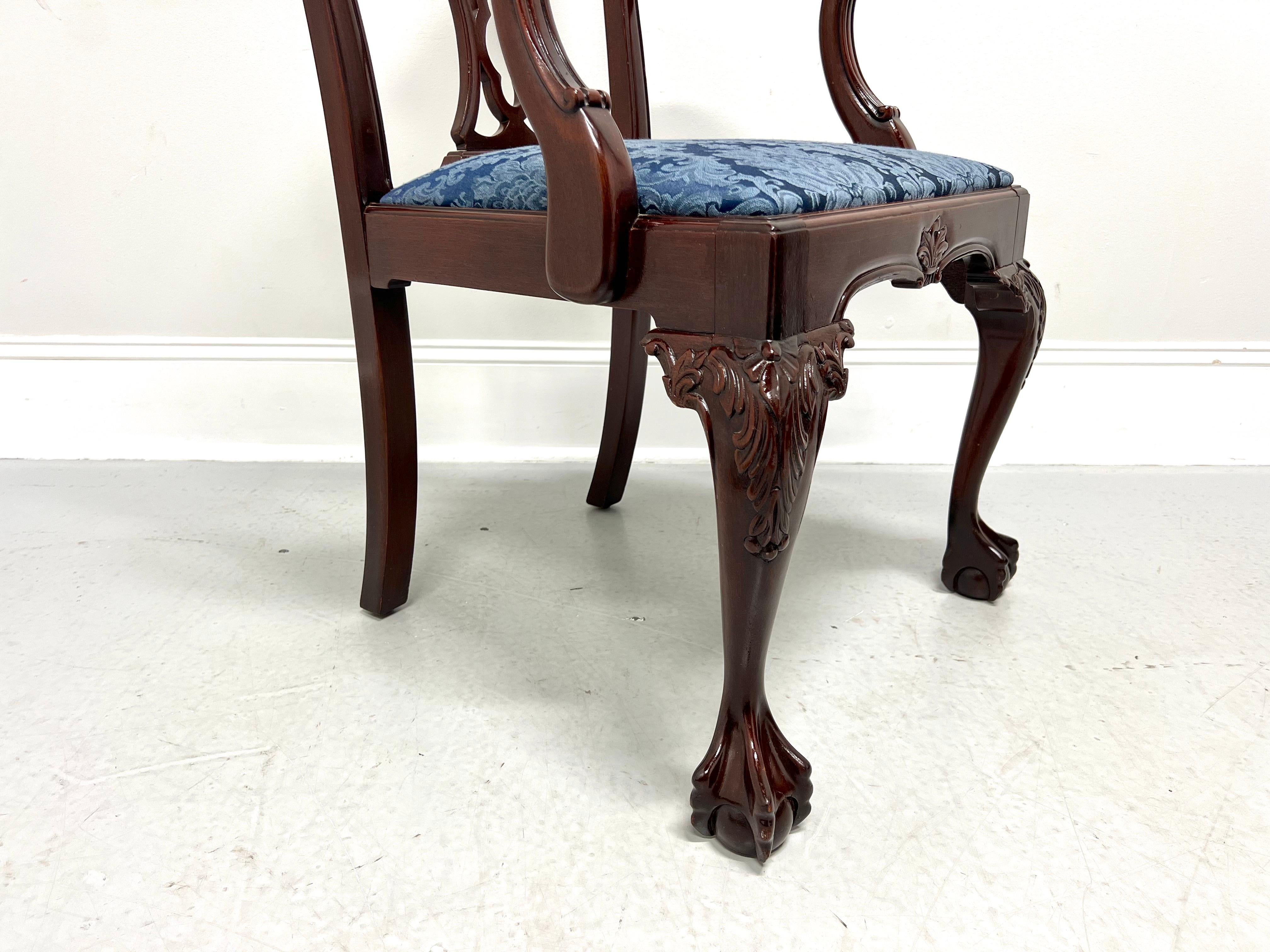 Late 20th Century Carved Mahogany Chippendale Armchair with Ball in Claw Feet For Sale 4