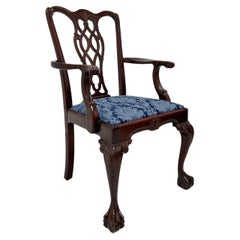 Late 20th Century Carved Mahogany Chippendale Armchair with Ball in Claw Feet